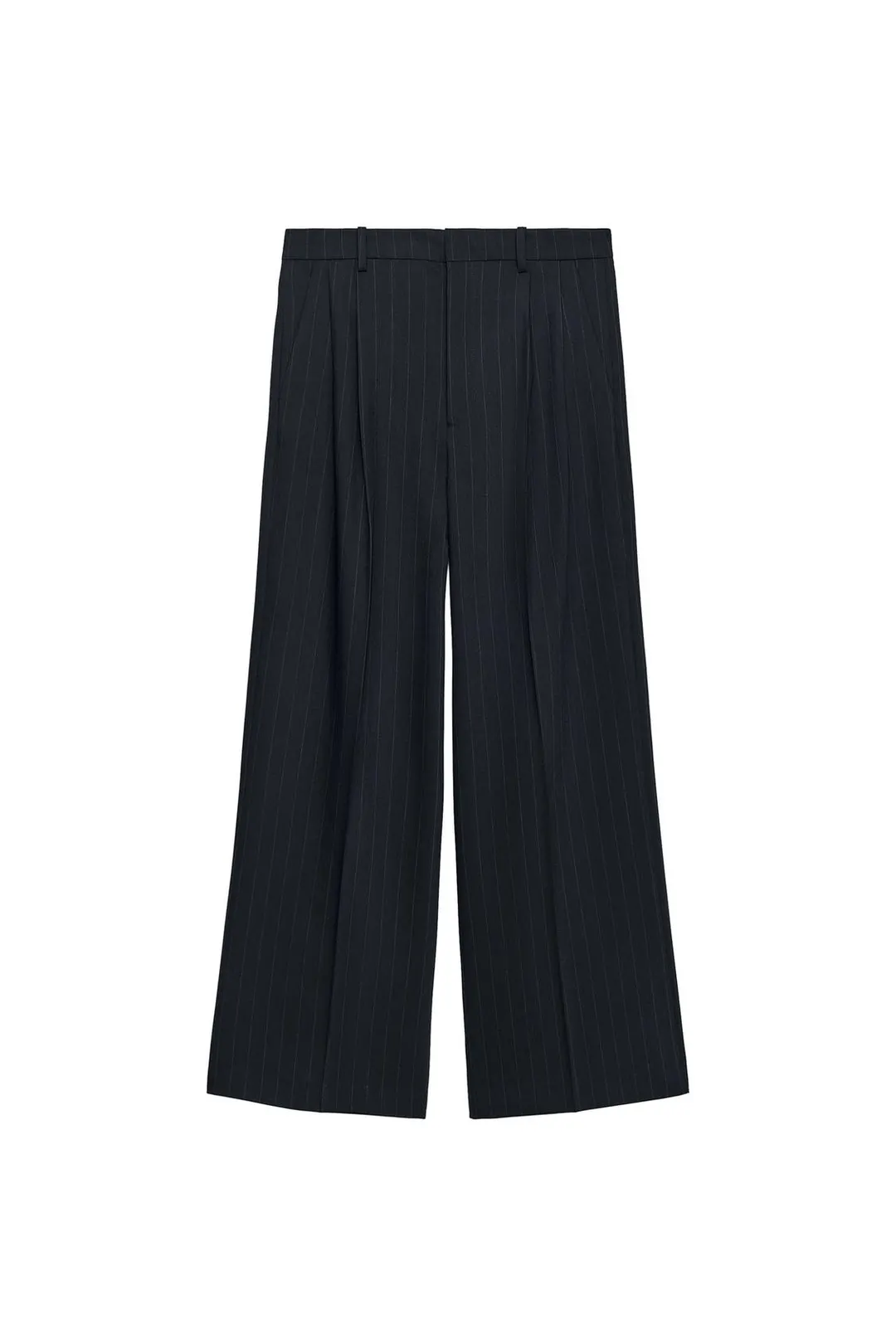 Брюки с высокой посадкой в полоску и складками ZW Collection, Zara