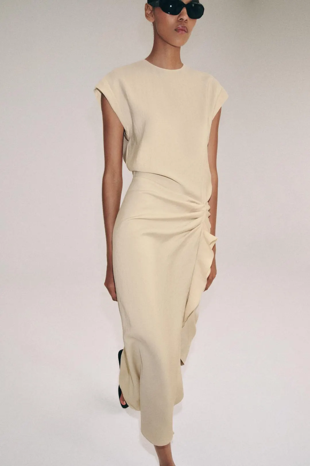 Платье миди с оборками ZW Collection, Zara