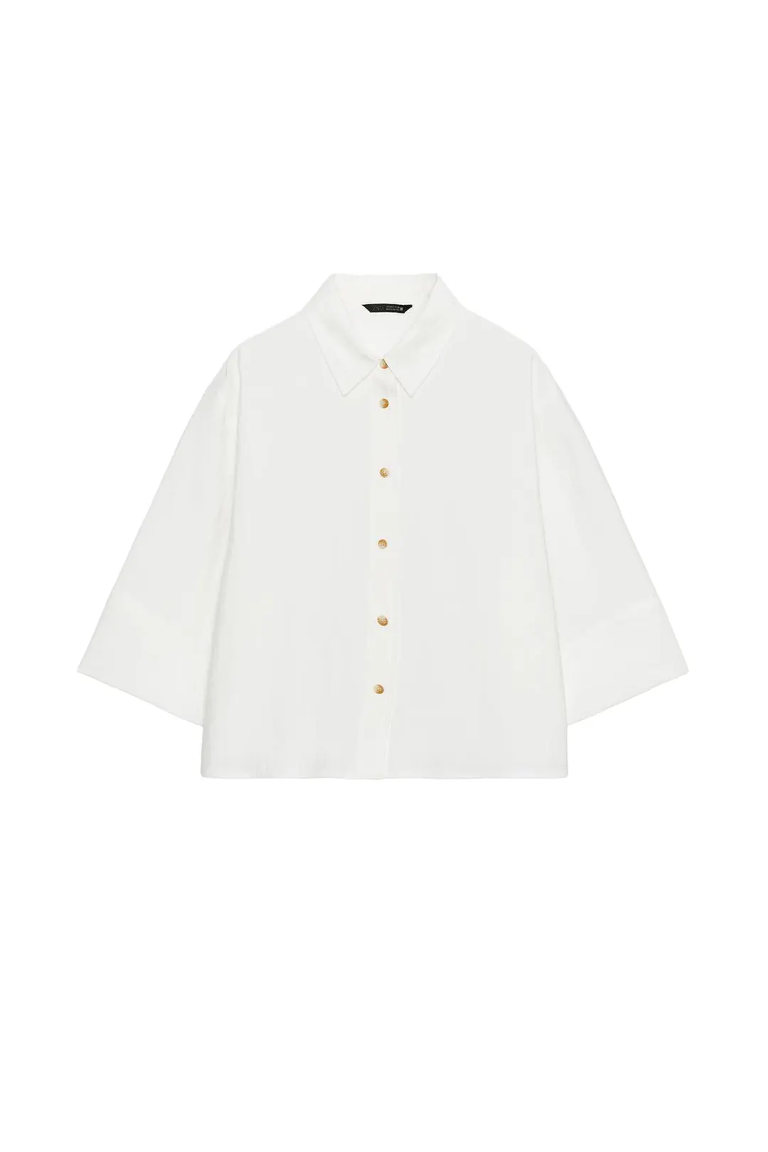Рубашка укороченная с широкими рукавами, Zara