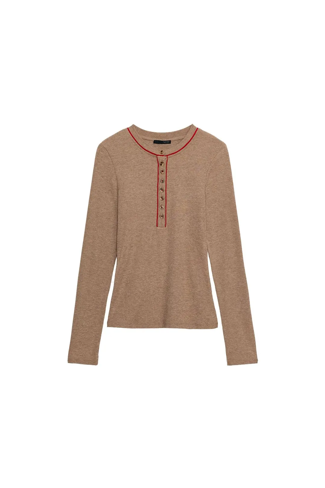 Футболка хенли с контрастной отделкой, Zara