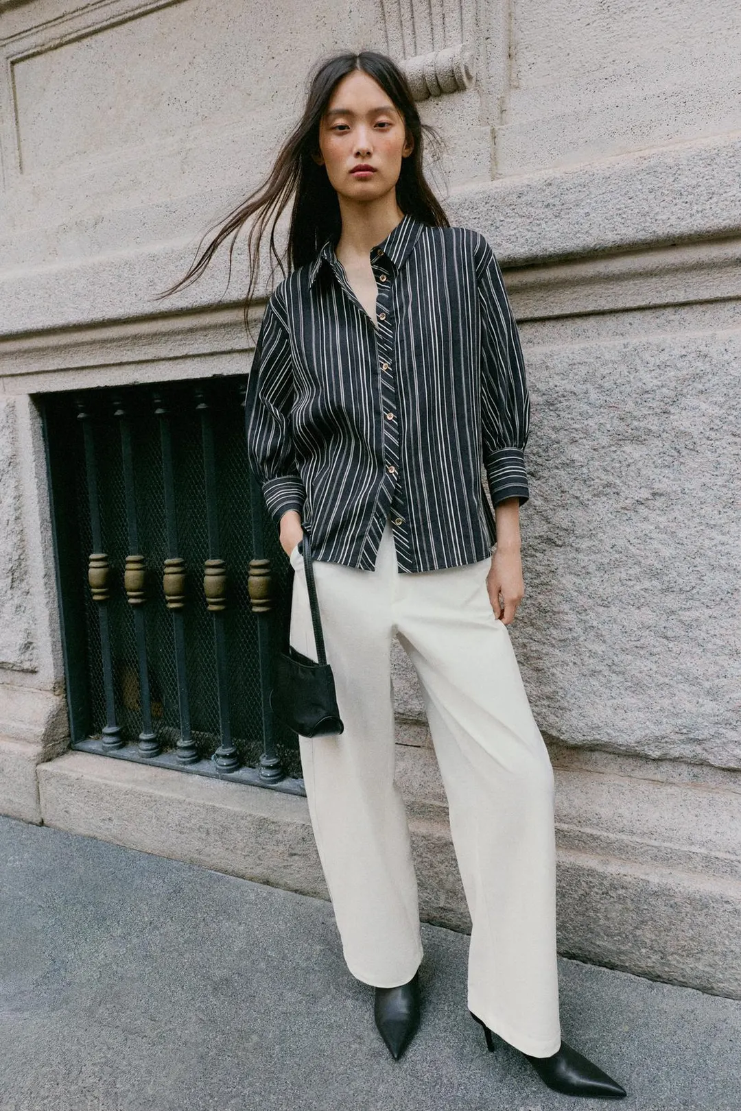 Рубашка в полоску с рукавами 3/4, Zara