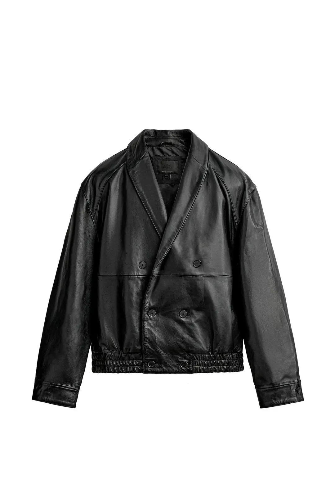 Пиджак укороченный приталенный из кожи, Zara