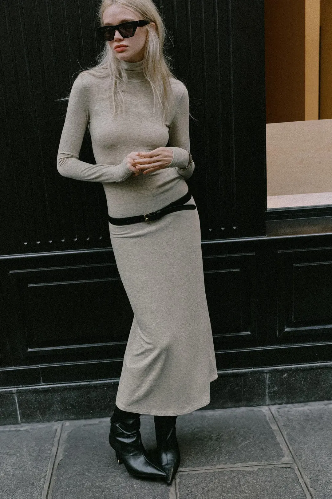 Платье длинное с высоким воротником, Zara