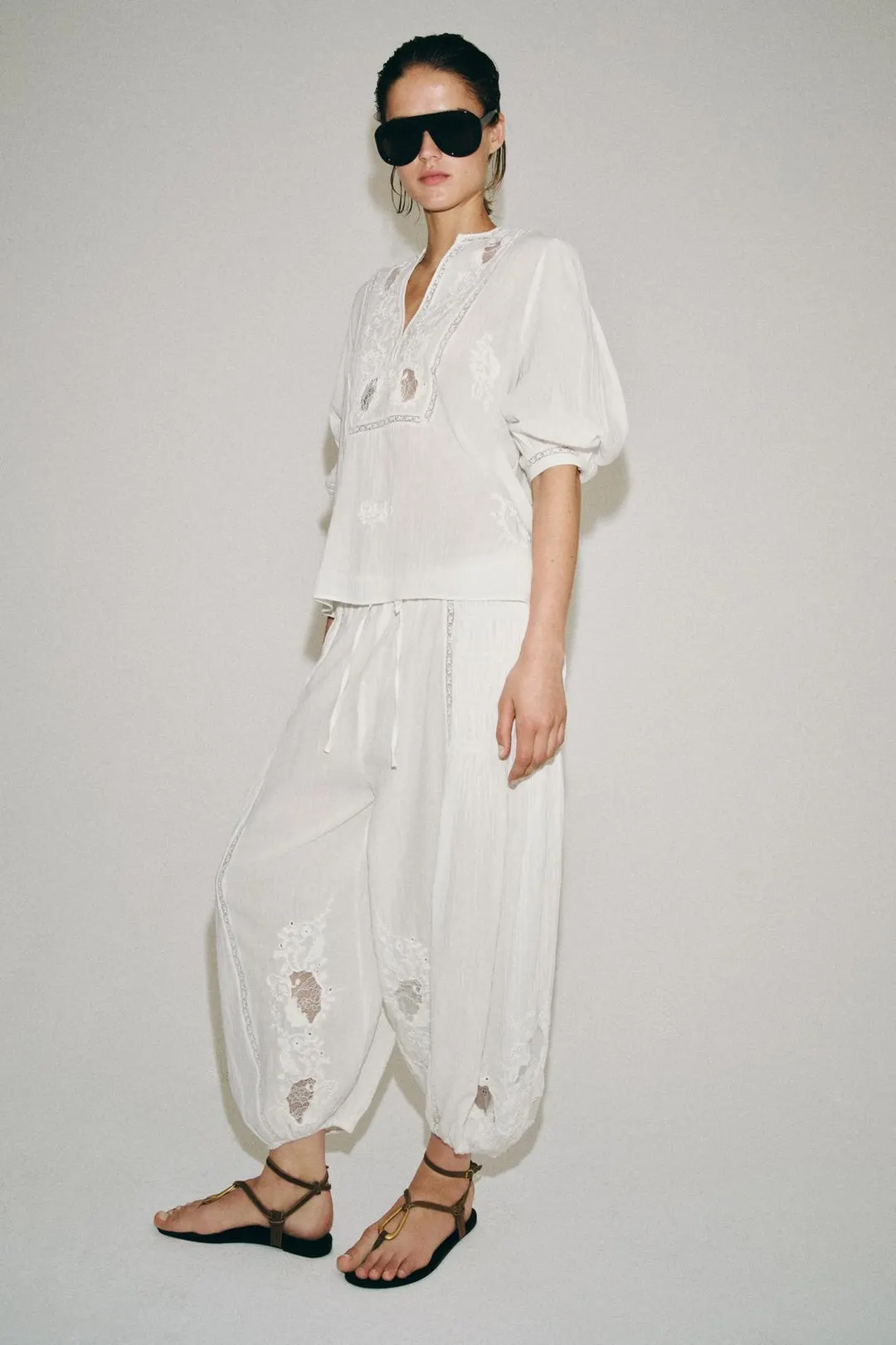 Кружевные брюки-шаровары ZW Collection, Zara