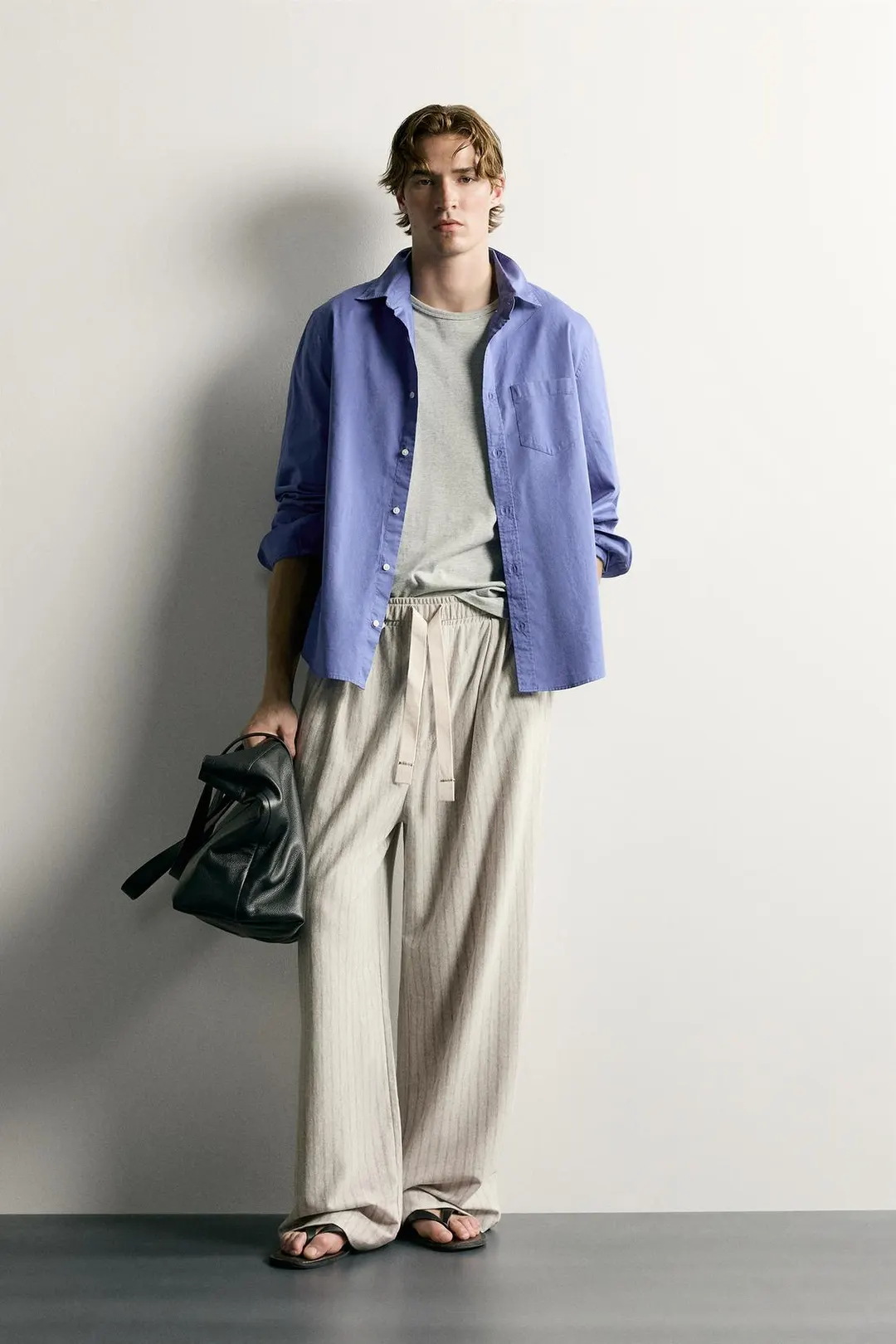 Брюки свободного кроя в полоску, Zara