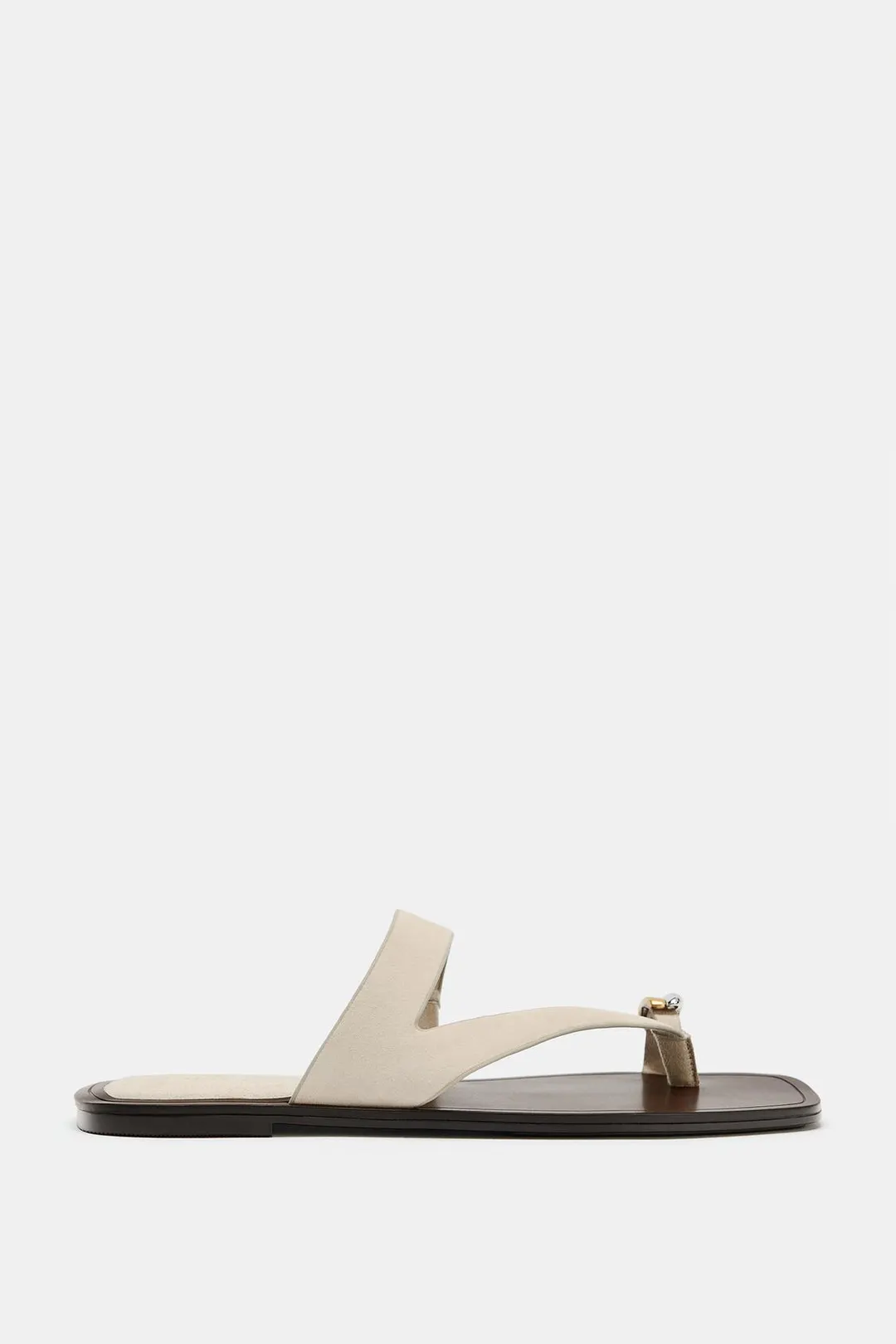 Сандалии из кожи с металлической деталью, Zara