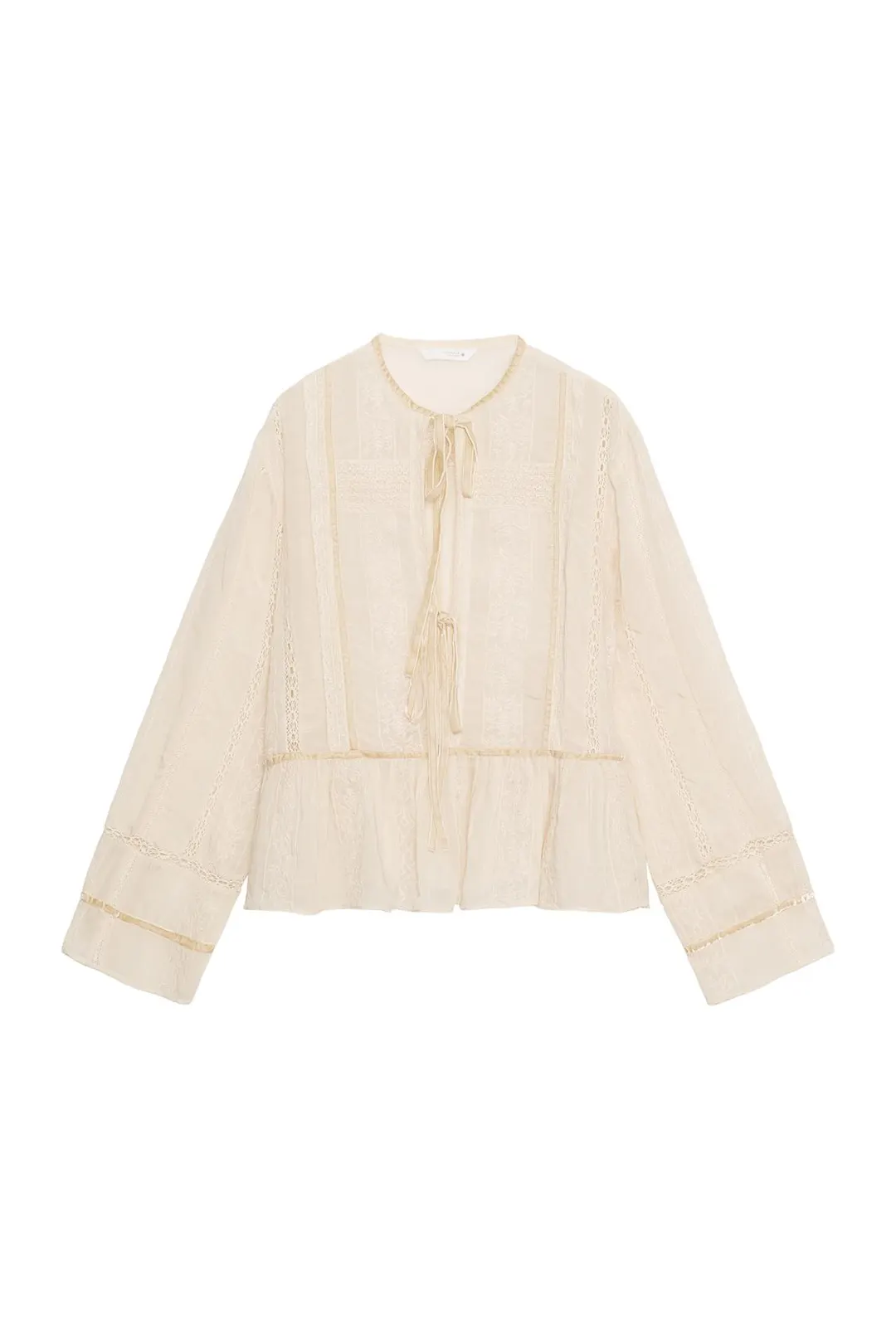Рубашка романтичного стиля на завязках ZW Collection, Zara