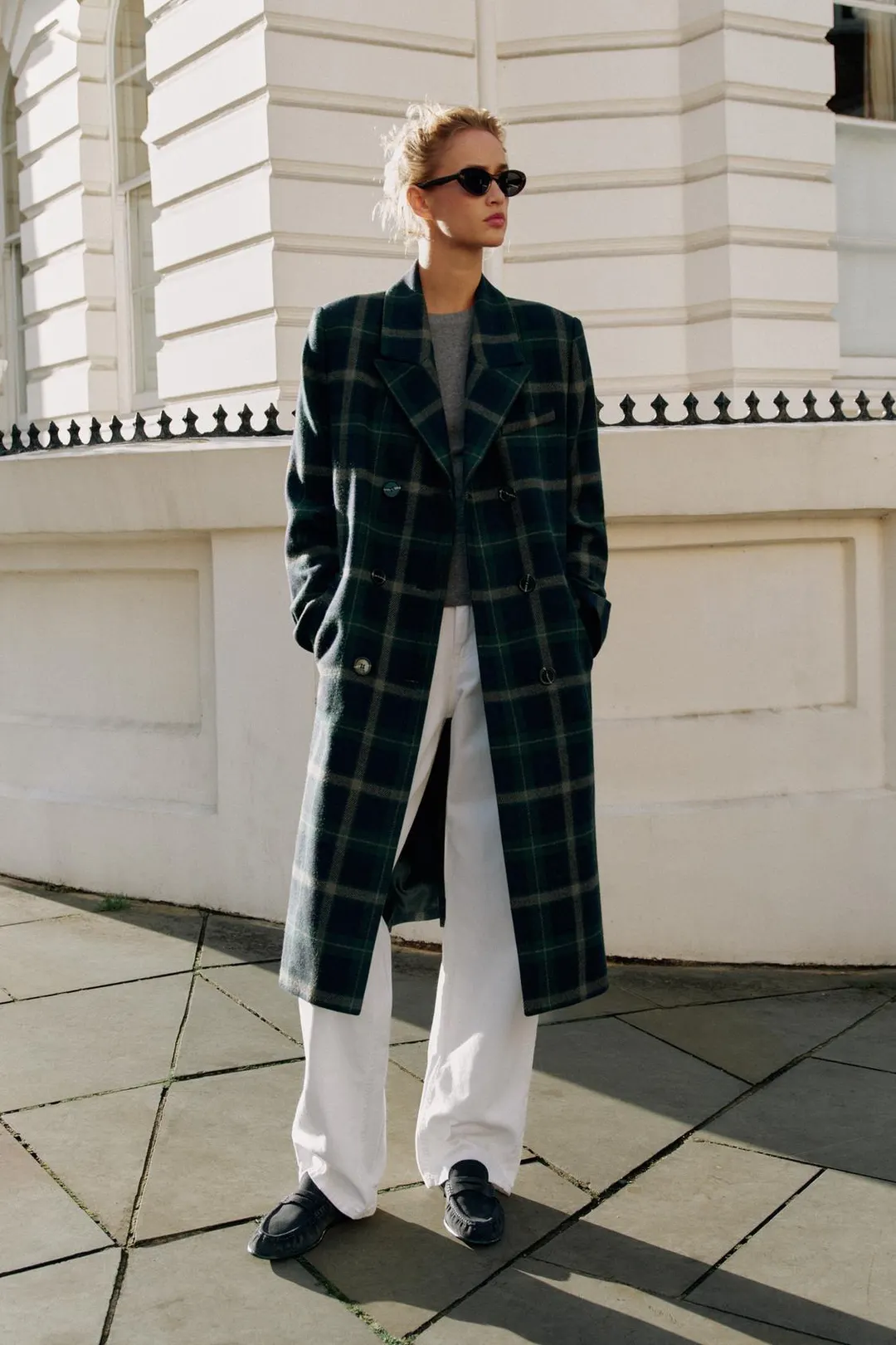 Длинное пальто в клетку, Zara