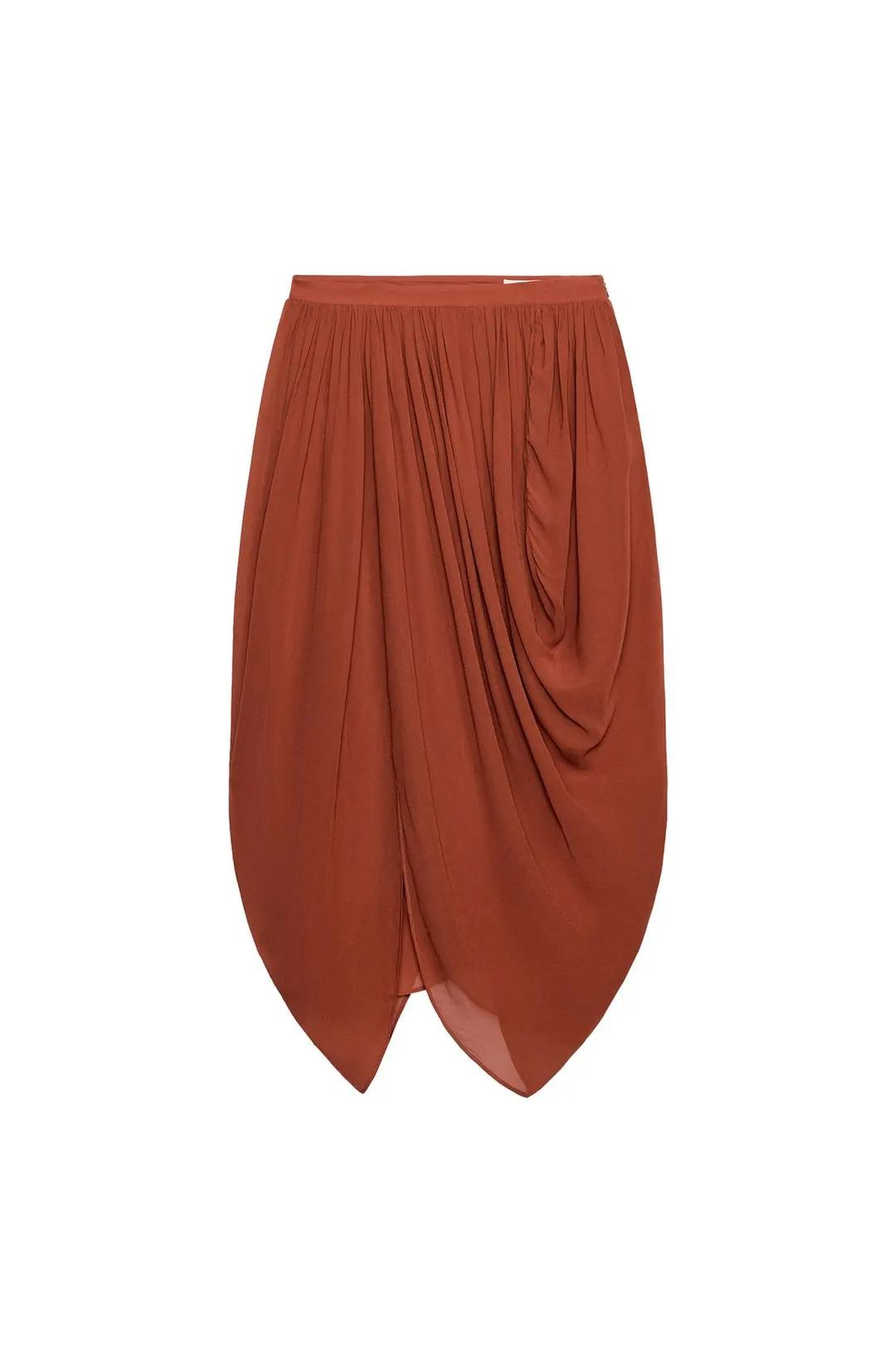 Асимметричная юбка миди ZW Collection с драпировкой, Zara