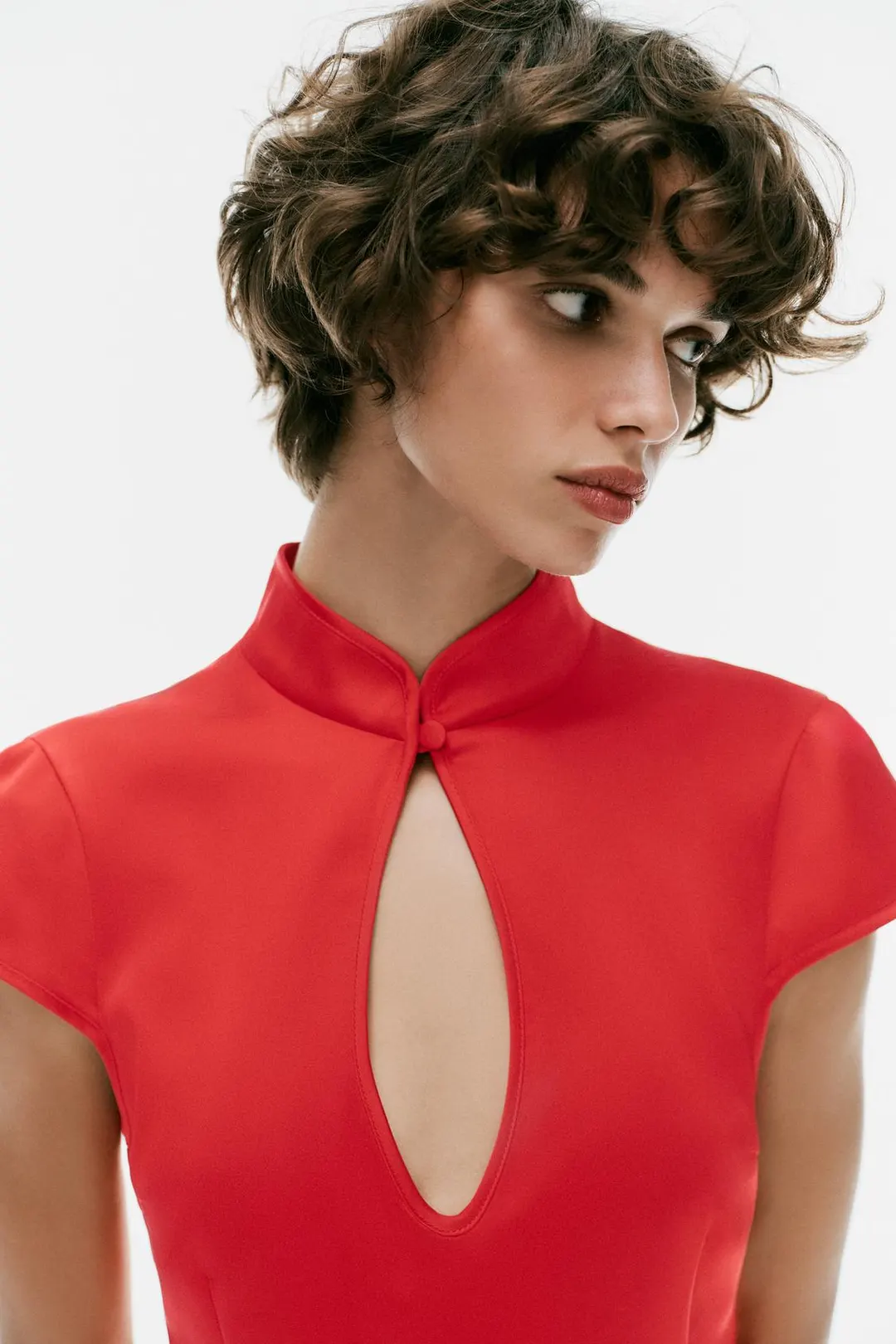 Платье мини атласное с вырезами, Zara