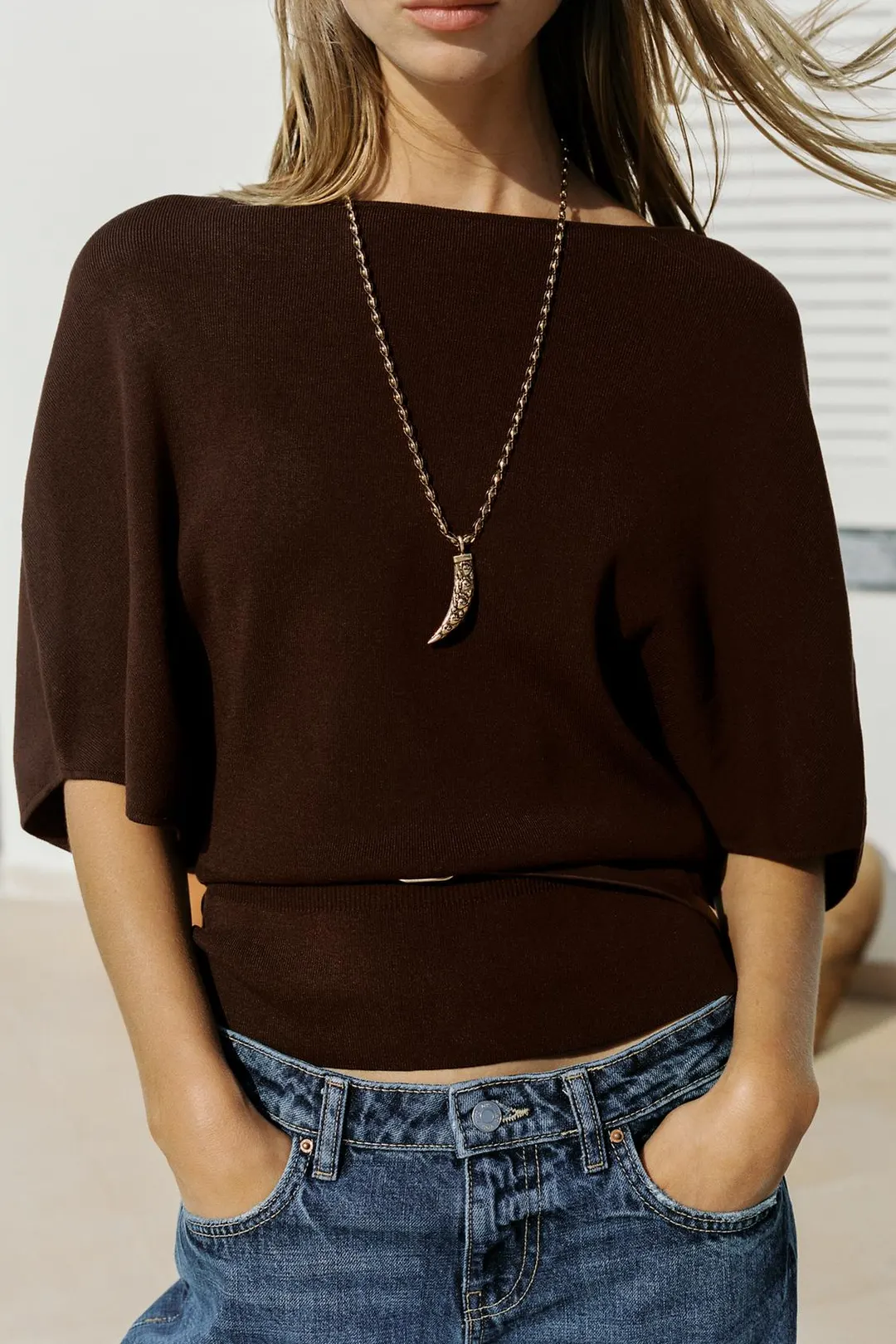 Вязаный топ с поясом, Zara