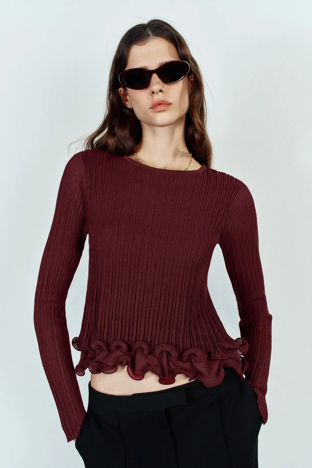 Вязаный джемпер с оборками, Zara