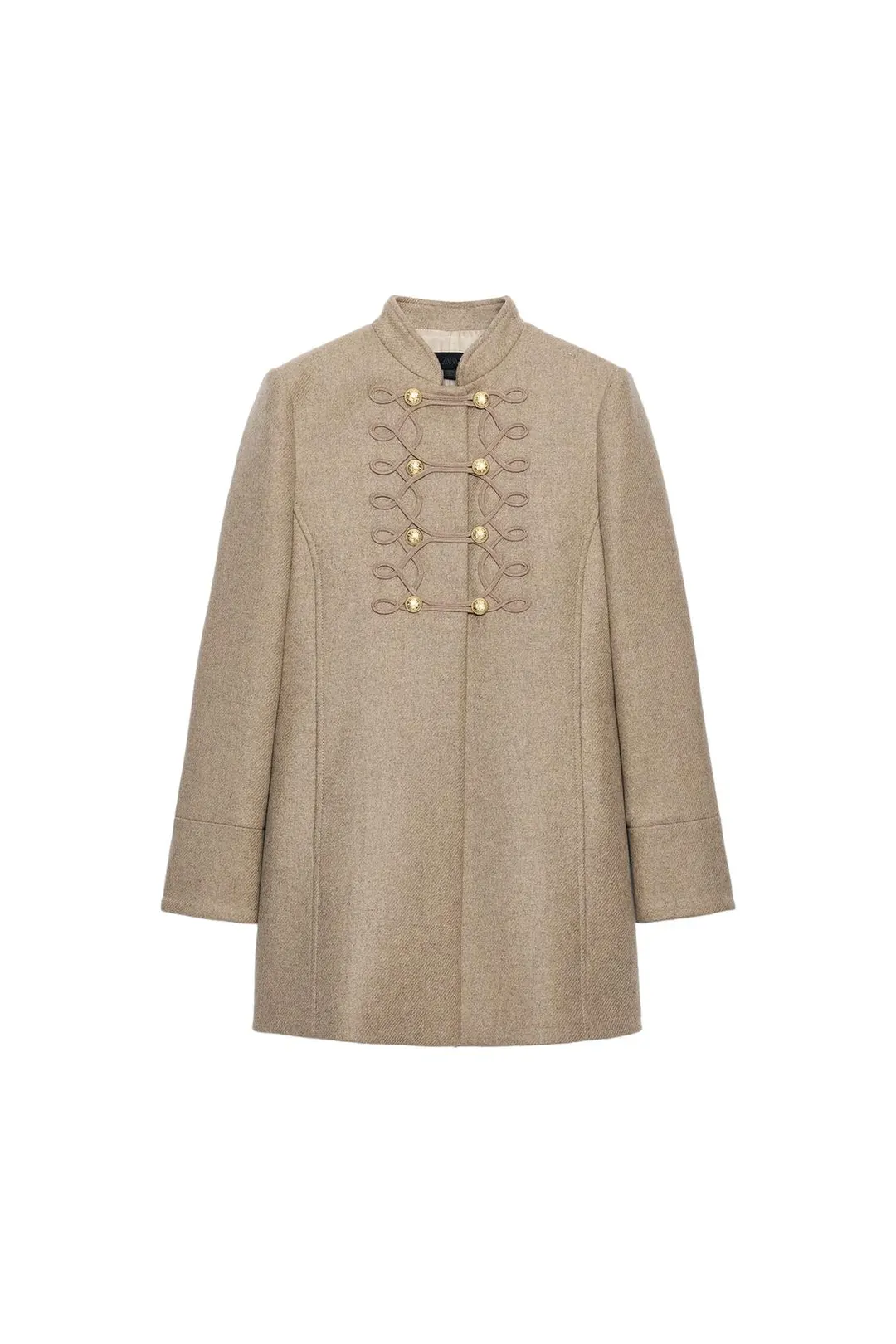 Пальто из смесовой шерсти с застежкой на клеванты, Zara