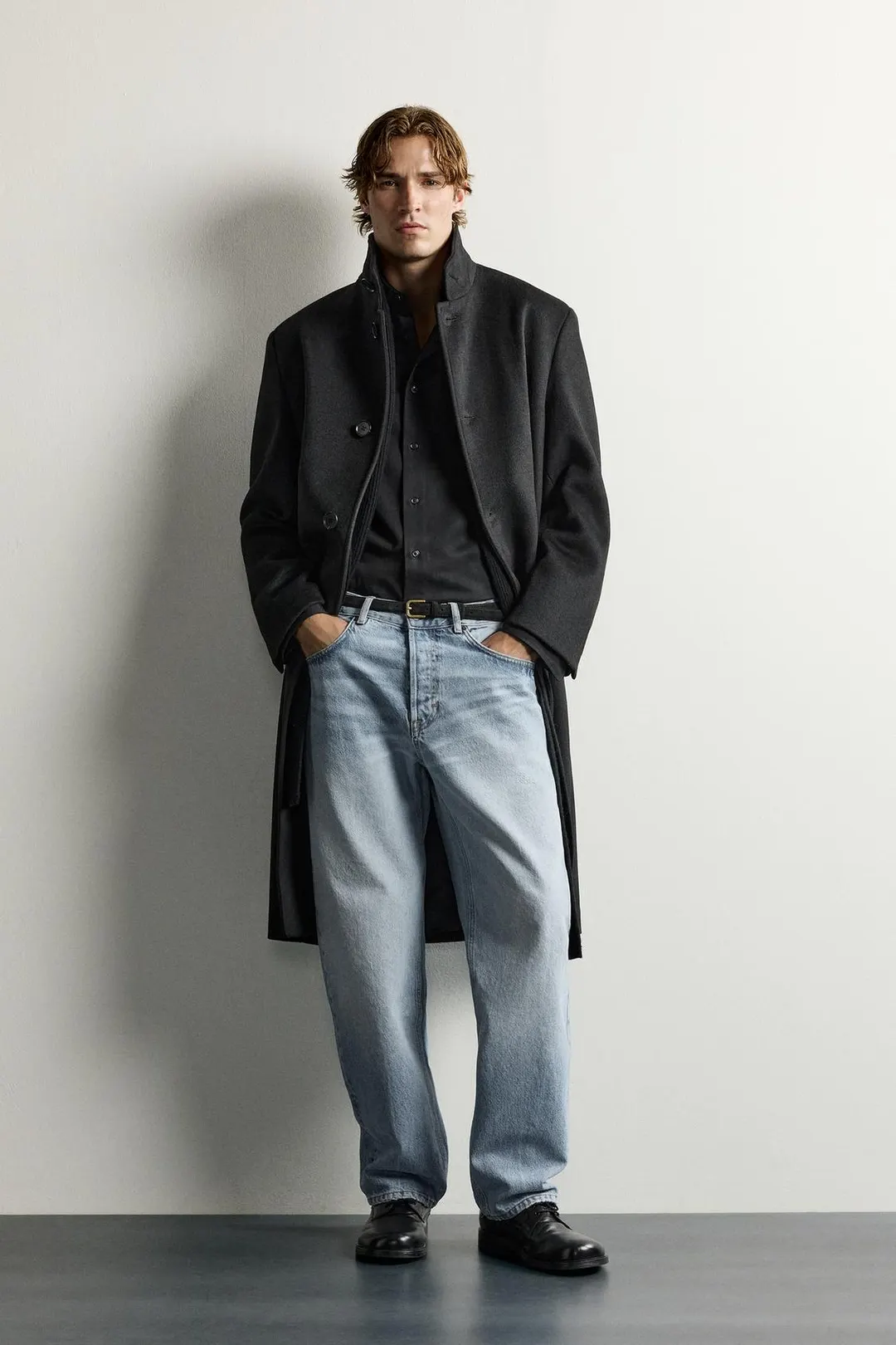 Пальто свободного кроя из смесовой шерсти, Zara