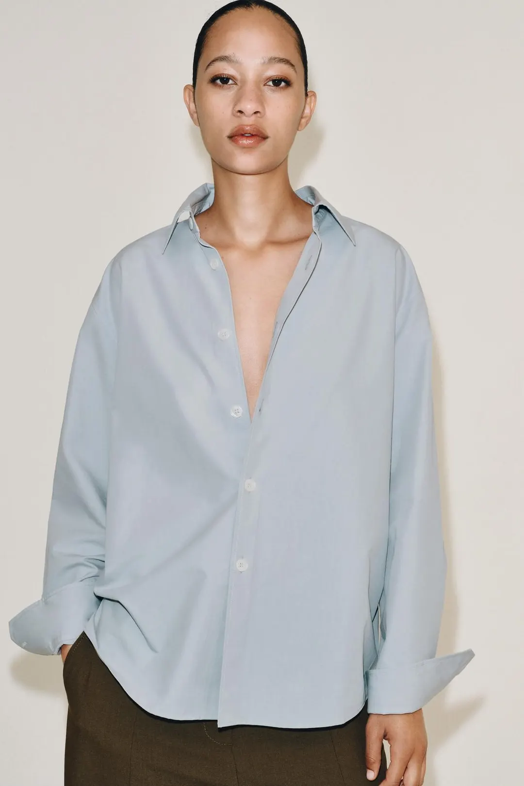 Рубашка с контрастными пуговицами ZW Collection, Zara