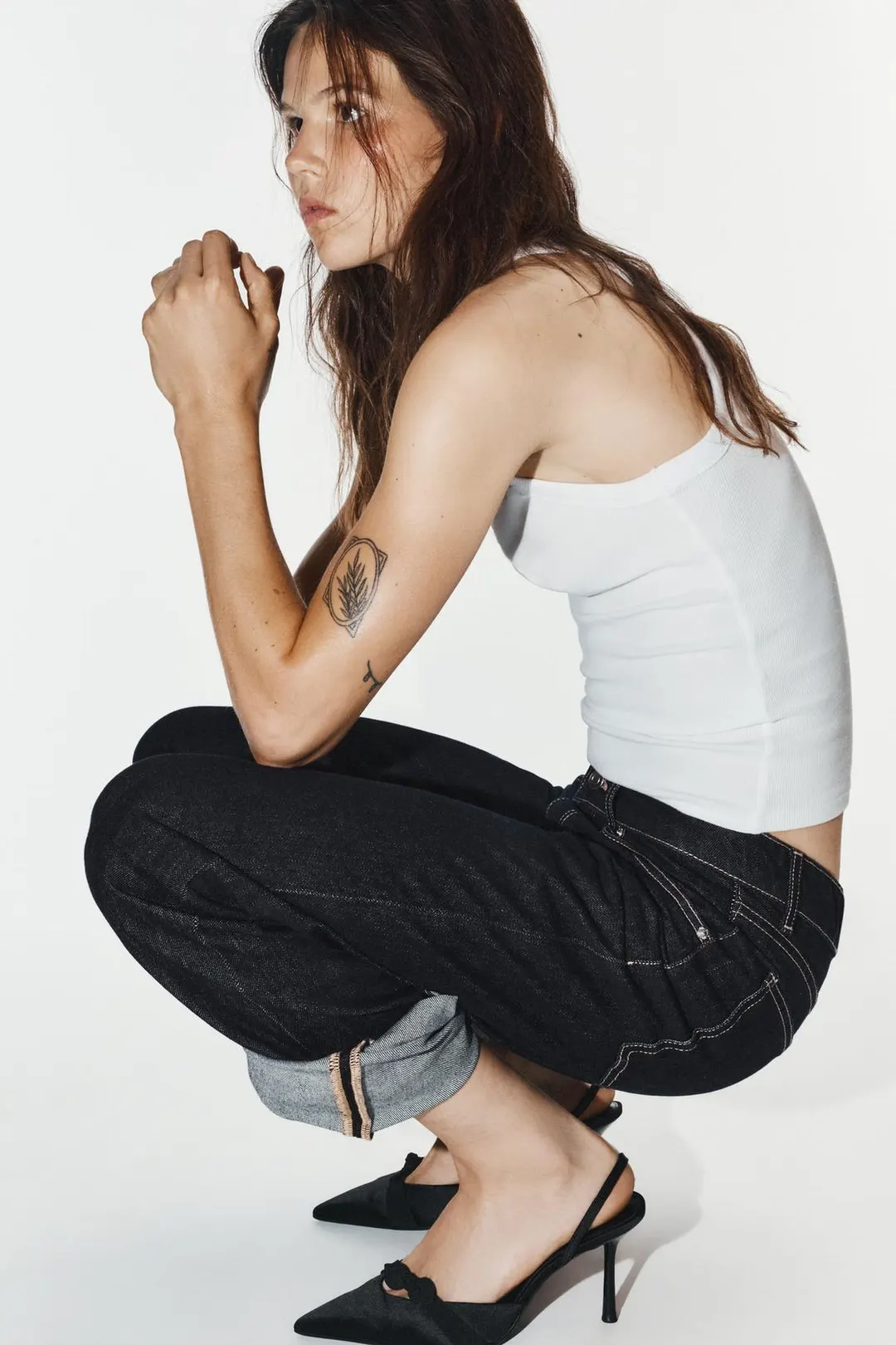 Туфли из сатина на высоком каблуке, Zara