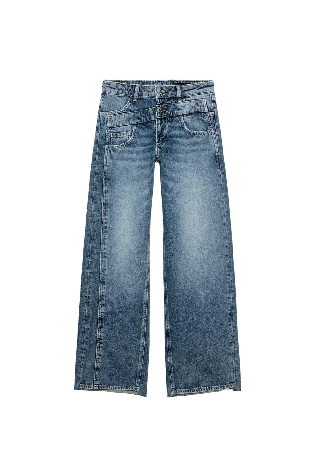 Джинсы Z1975 широкие с двойным поясом, Zara