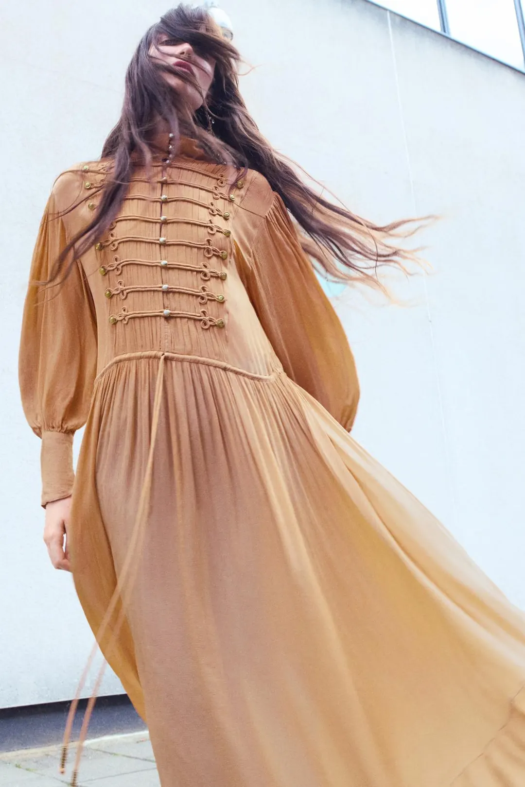 Платье длинное с застежкой-клевант ZW Collection, Zara