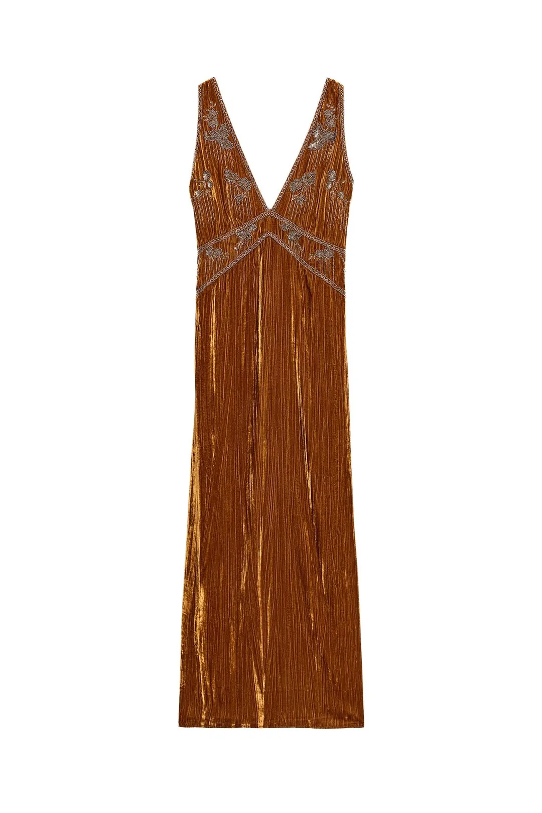 Платье бархатное с вышивкой ZW Collection, Zara