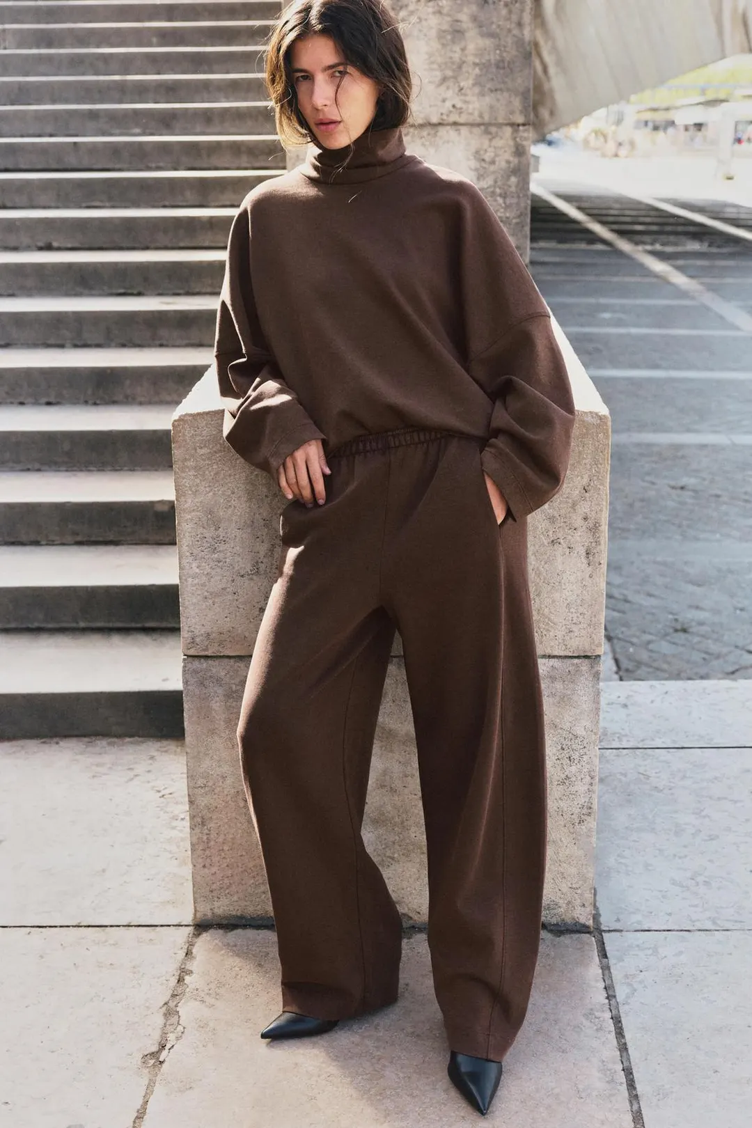 Брюки из интерлока с эффектом стирки, Zara