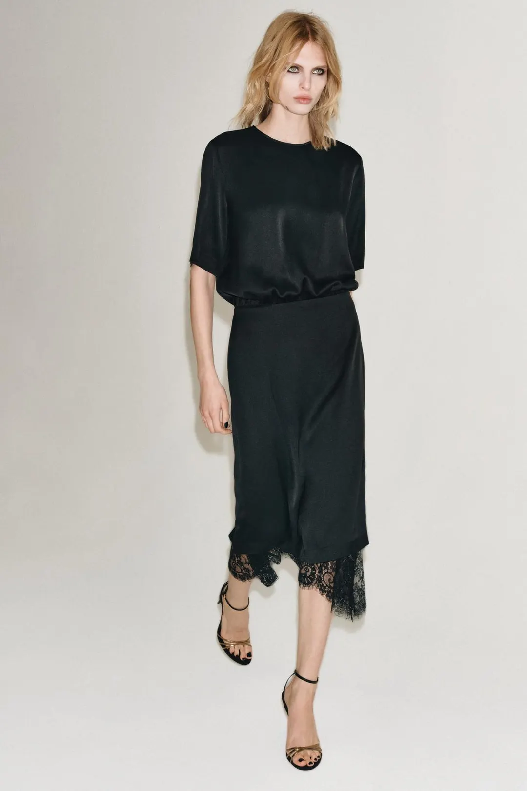 Кружевное платье миди ZW Collection, Zara
