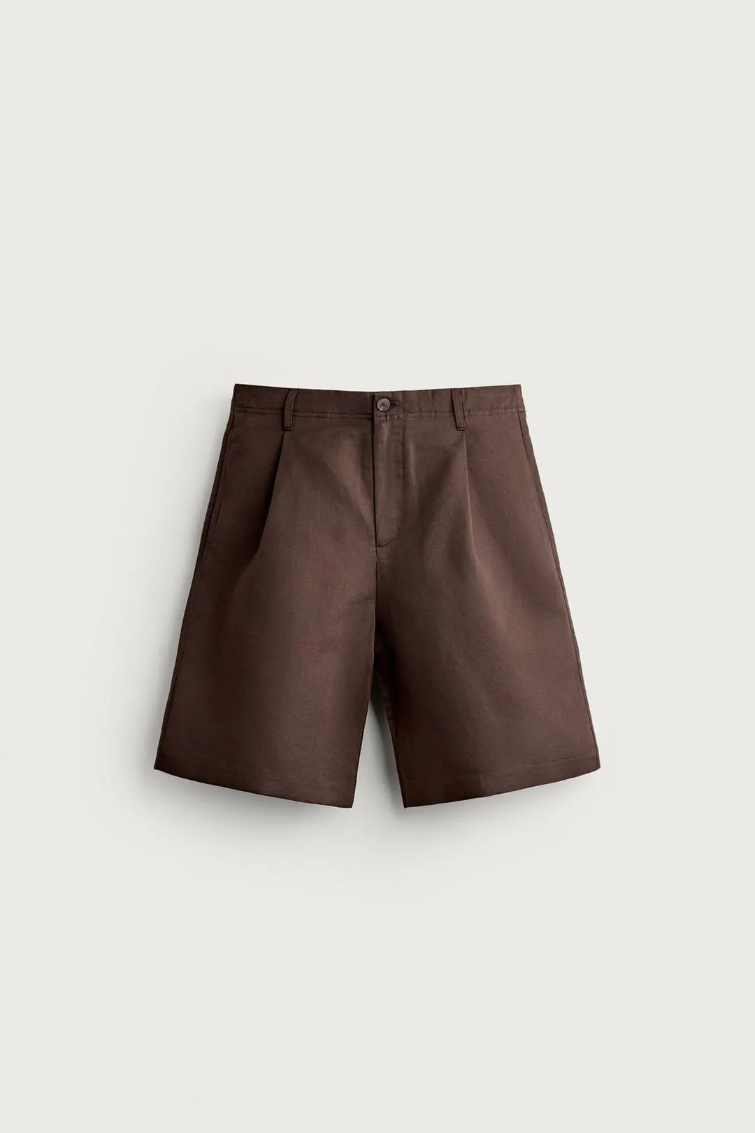 Бермуды свободного кроя из льна и хлопка со складками, Zara