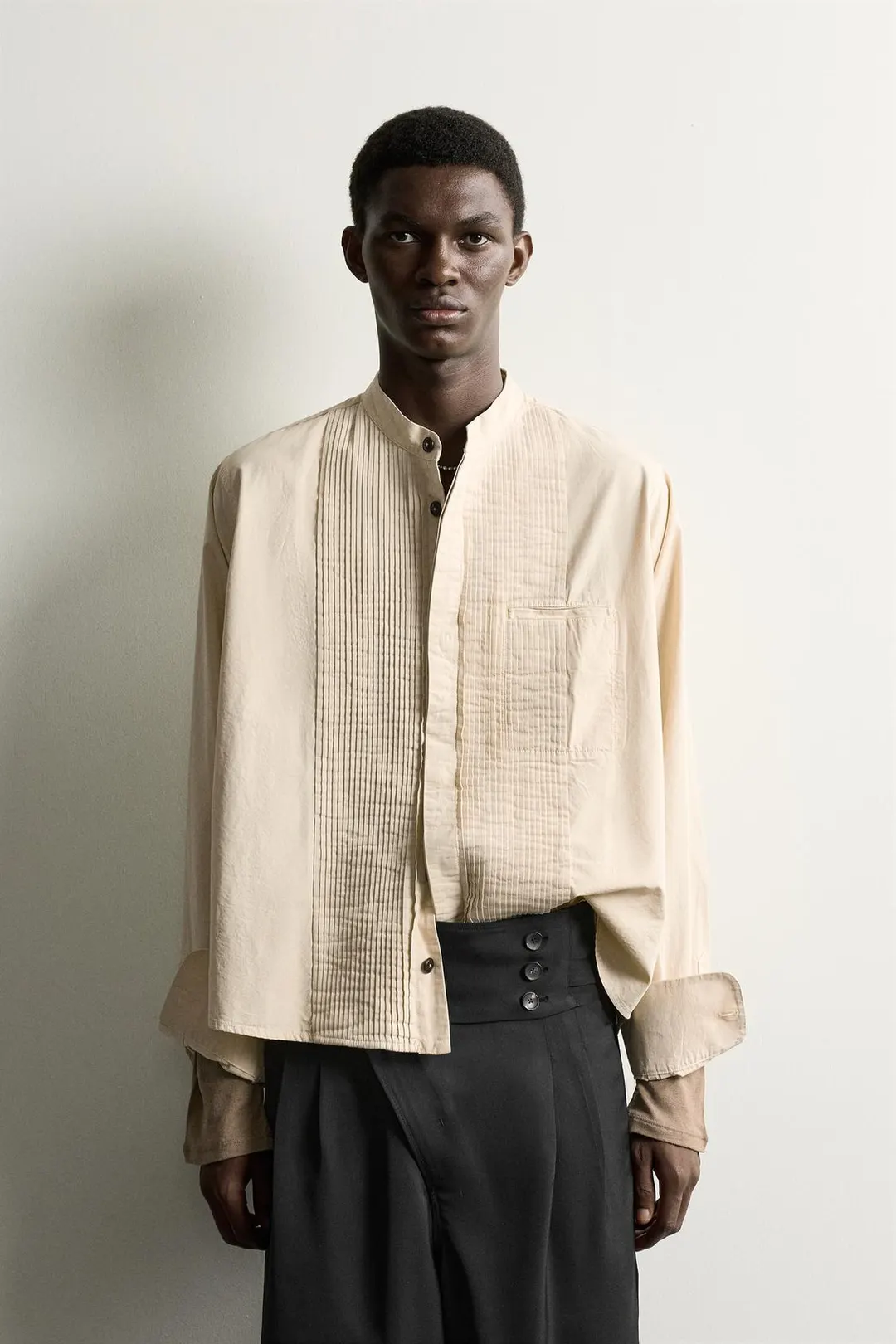 Рубашка прямоугольного кроя со складками, Zara