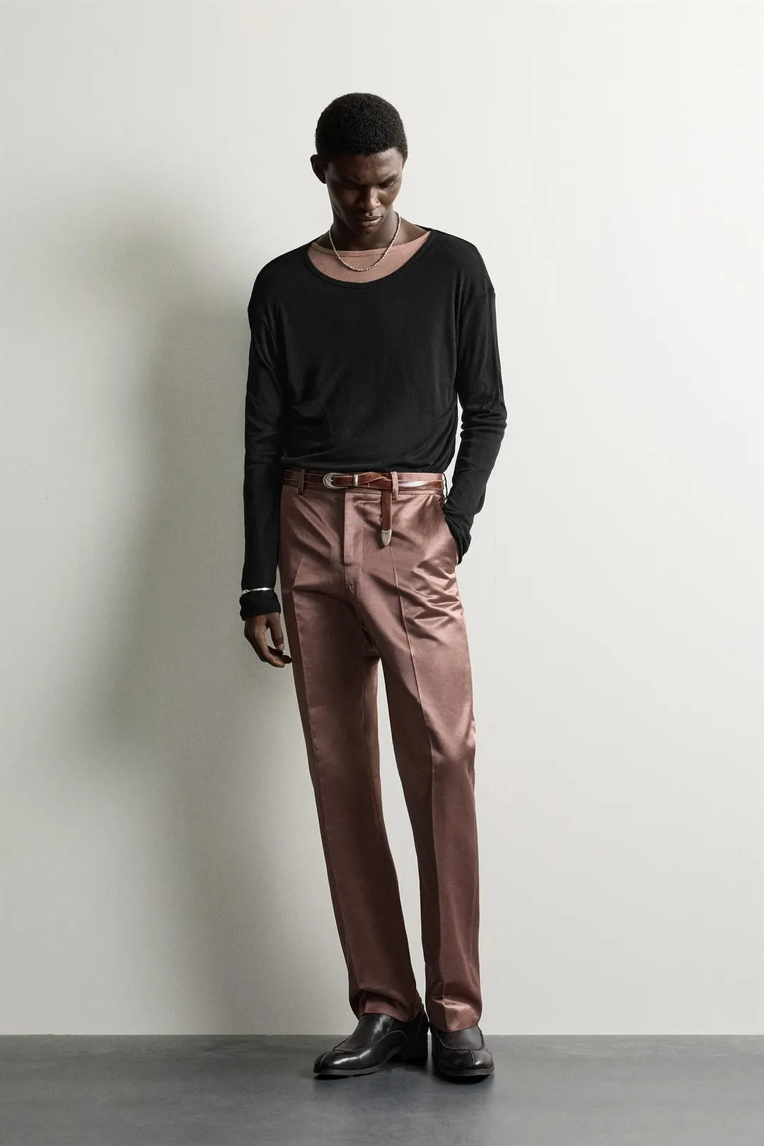 Атласные брюки прямого кроя, Zara