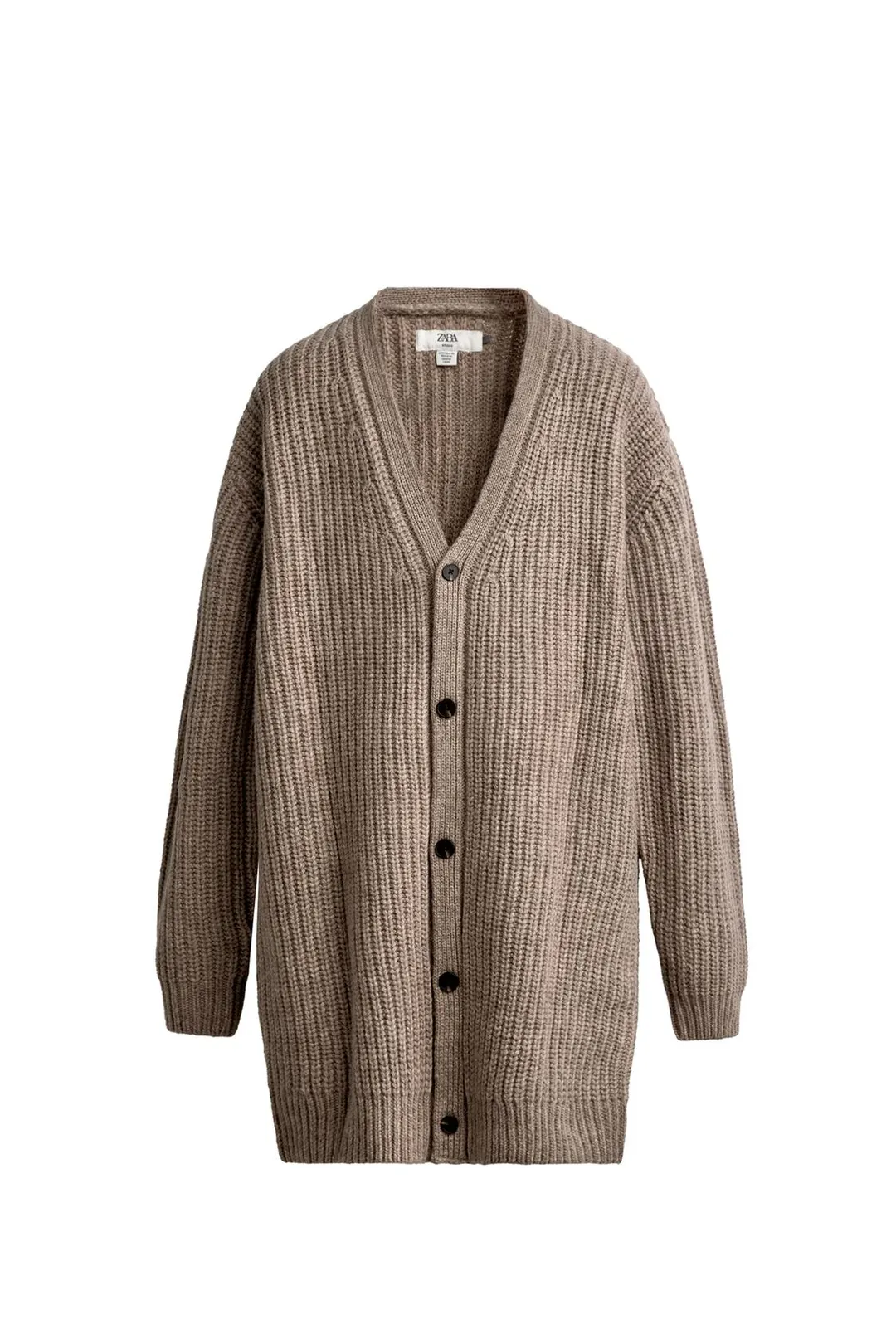 Длинный кардиган из 100% шерсти с налокотниками, Zara