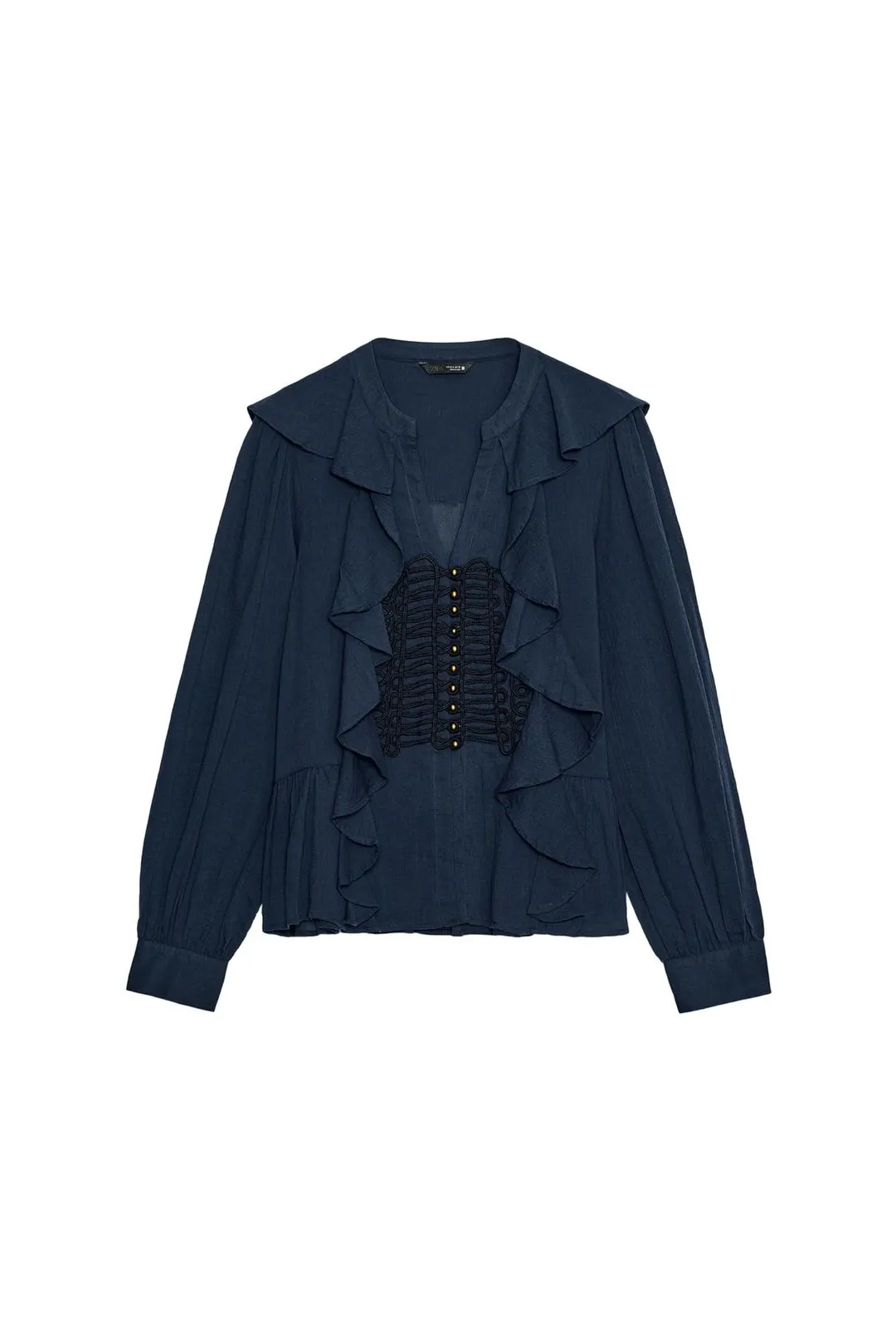 Блузка с оборками и застежкой на клеванты, Zara