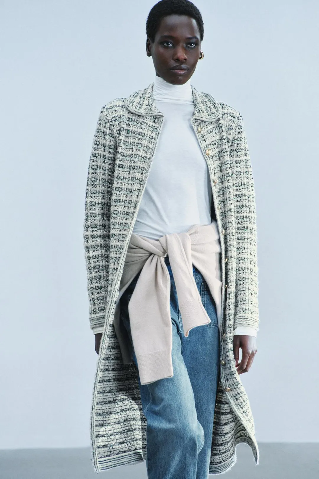 Фактурное пальто с металлизированной нитью, Zara