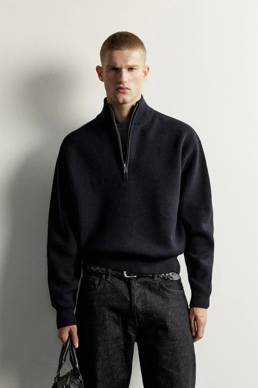 Мягкий джемпер с воротником на молнии, Zara