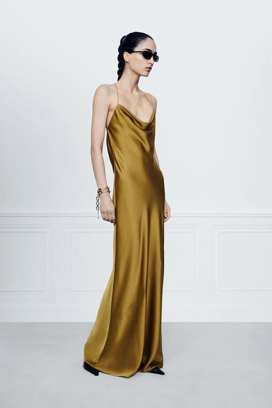 Платье длинное атласное ZW Collection, Zara
