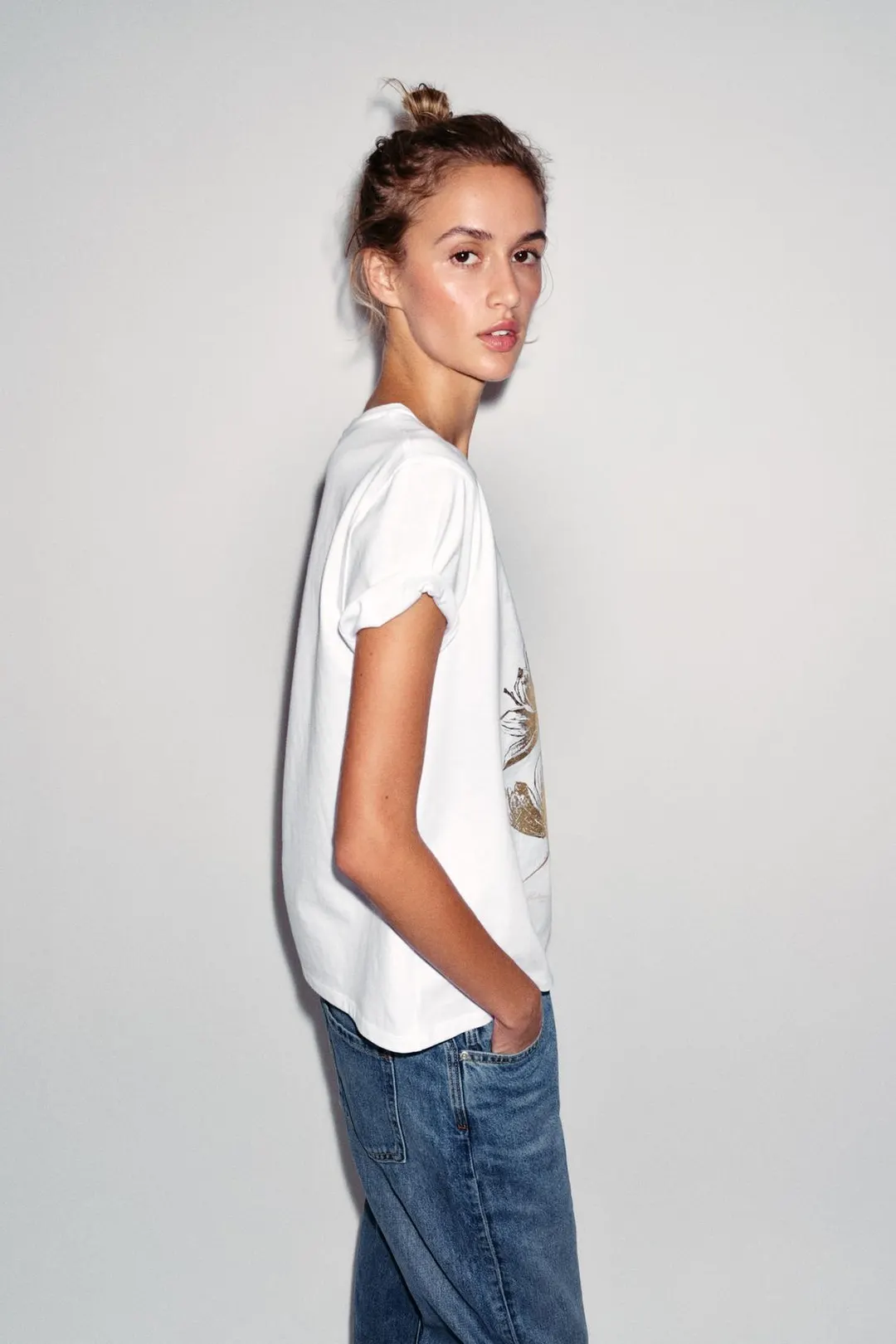 Футболка с короткими рукавами и эффектом металлик, Zara