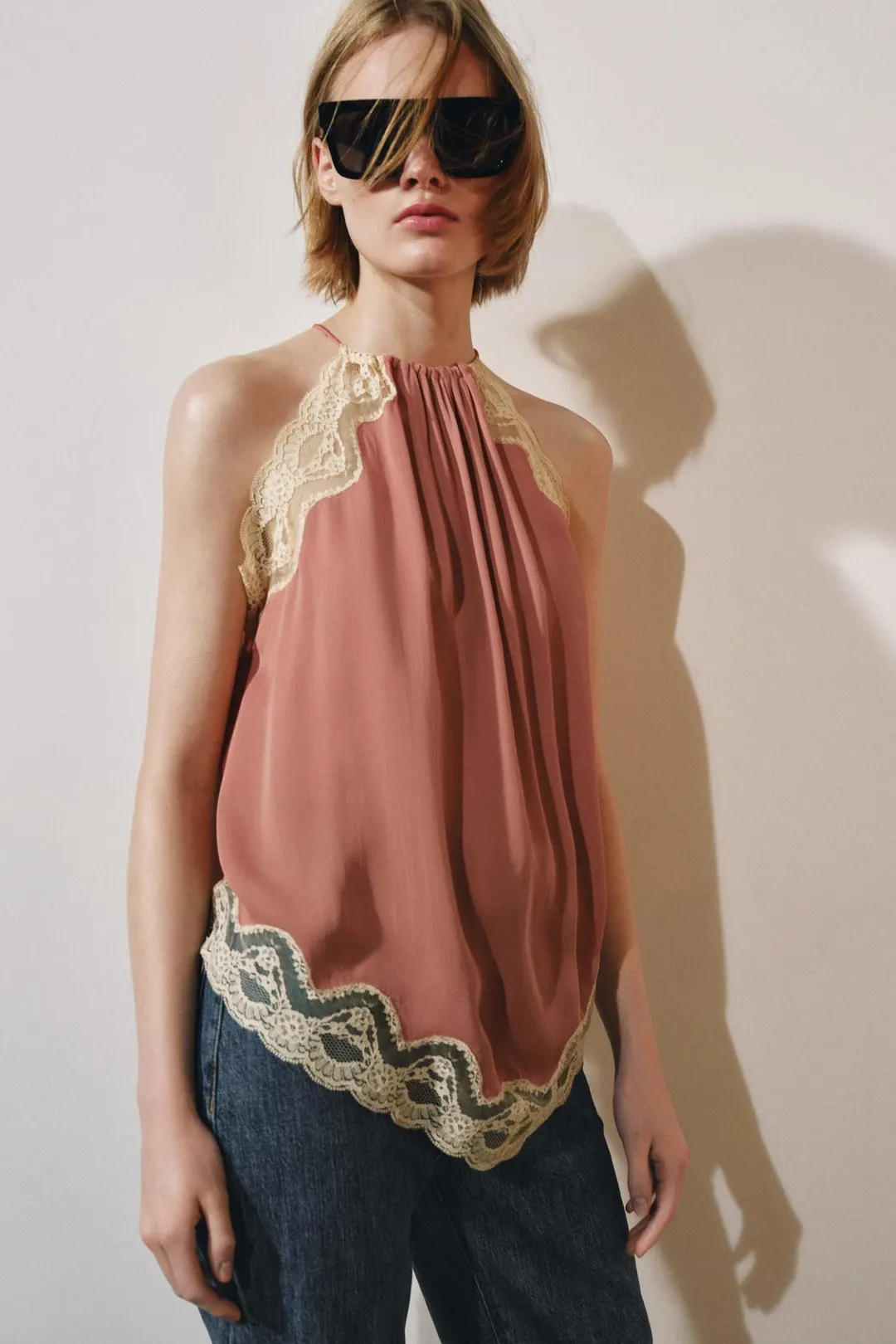 Кружевной топ халтер ZW Collection, Zara