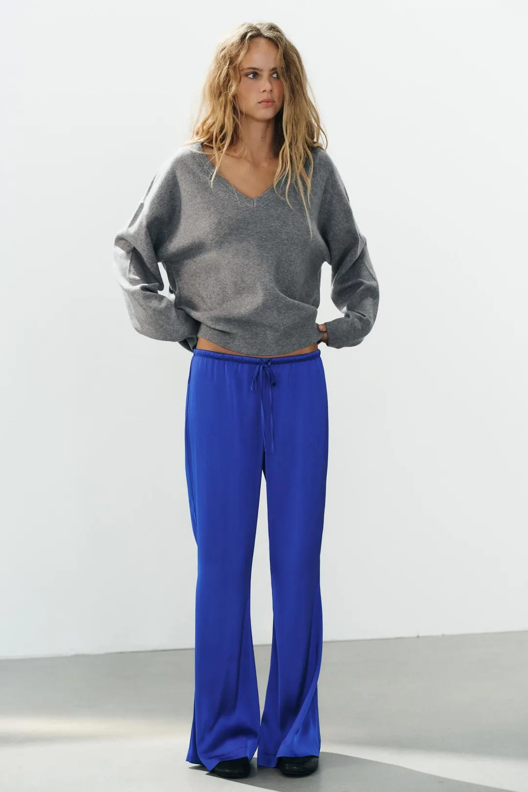 Брюки атласные с кулиской, Zara