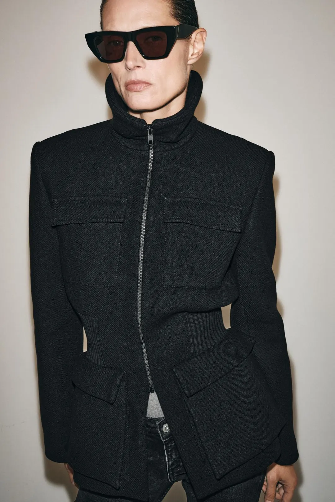 Жакет из смесовой шерсти с подплечниками ZW Collection, Zara