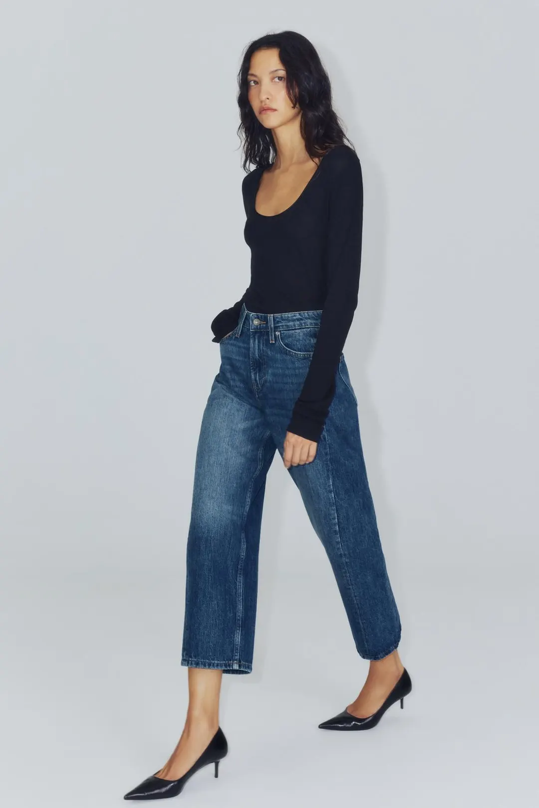 Джинсы до щиколотки свободного кроя со средней посадкой ZW Collection, Zara