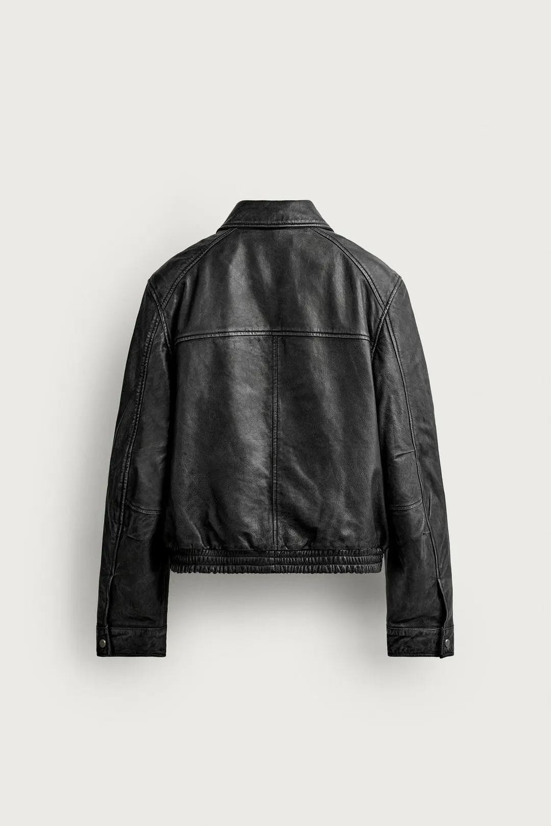 Укороченная куртка из кожи с эффектом потертости, Zara