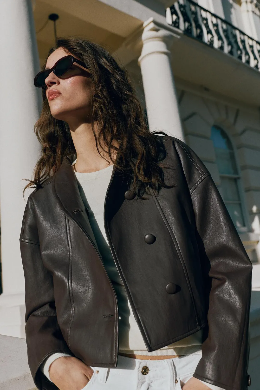Куртка под кожу со складками сзади, Zara