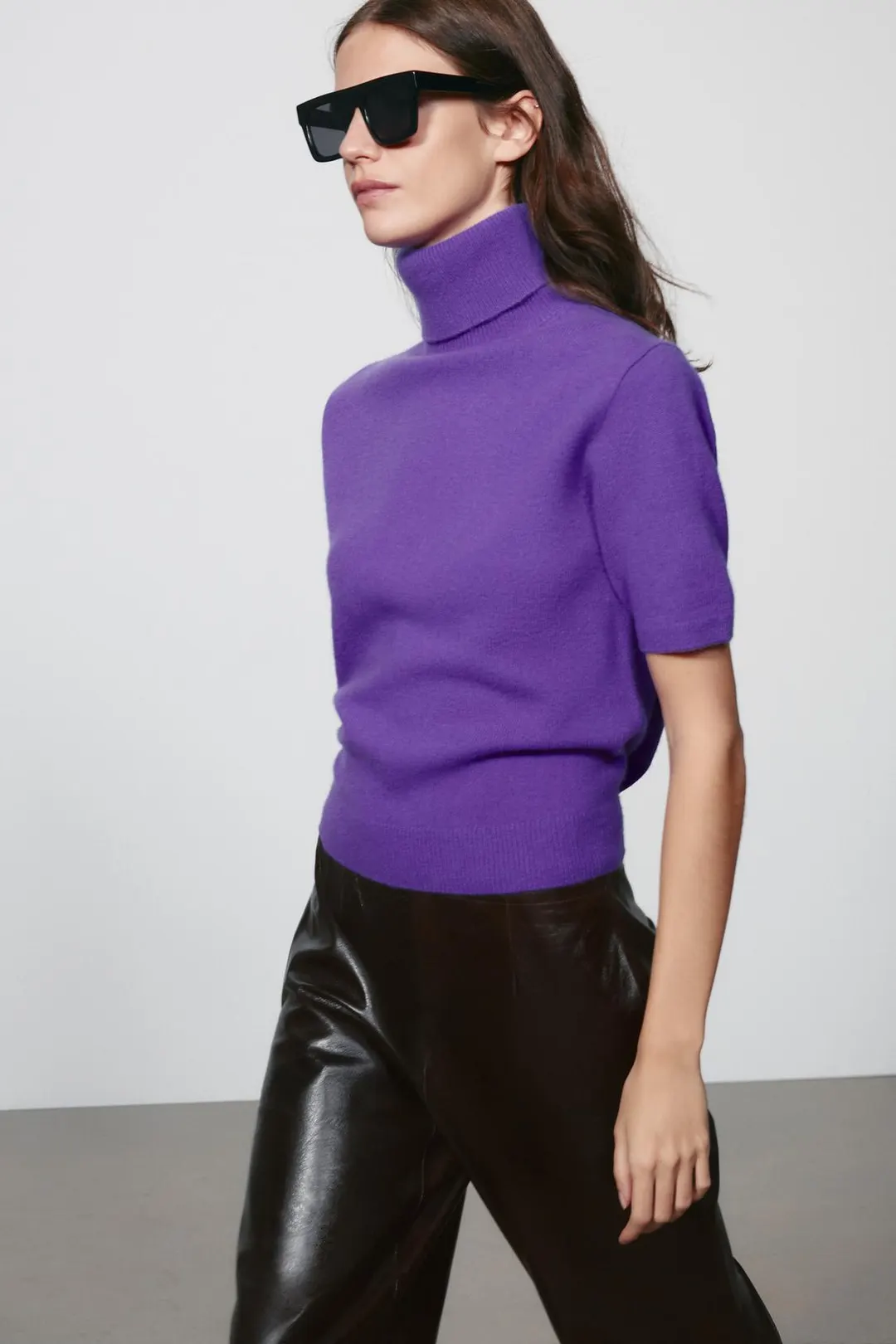 Свитер с короткими рукавами из 100% шерсти, Zara