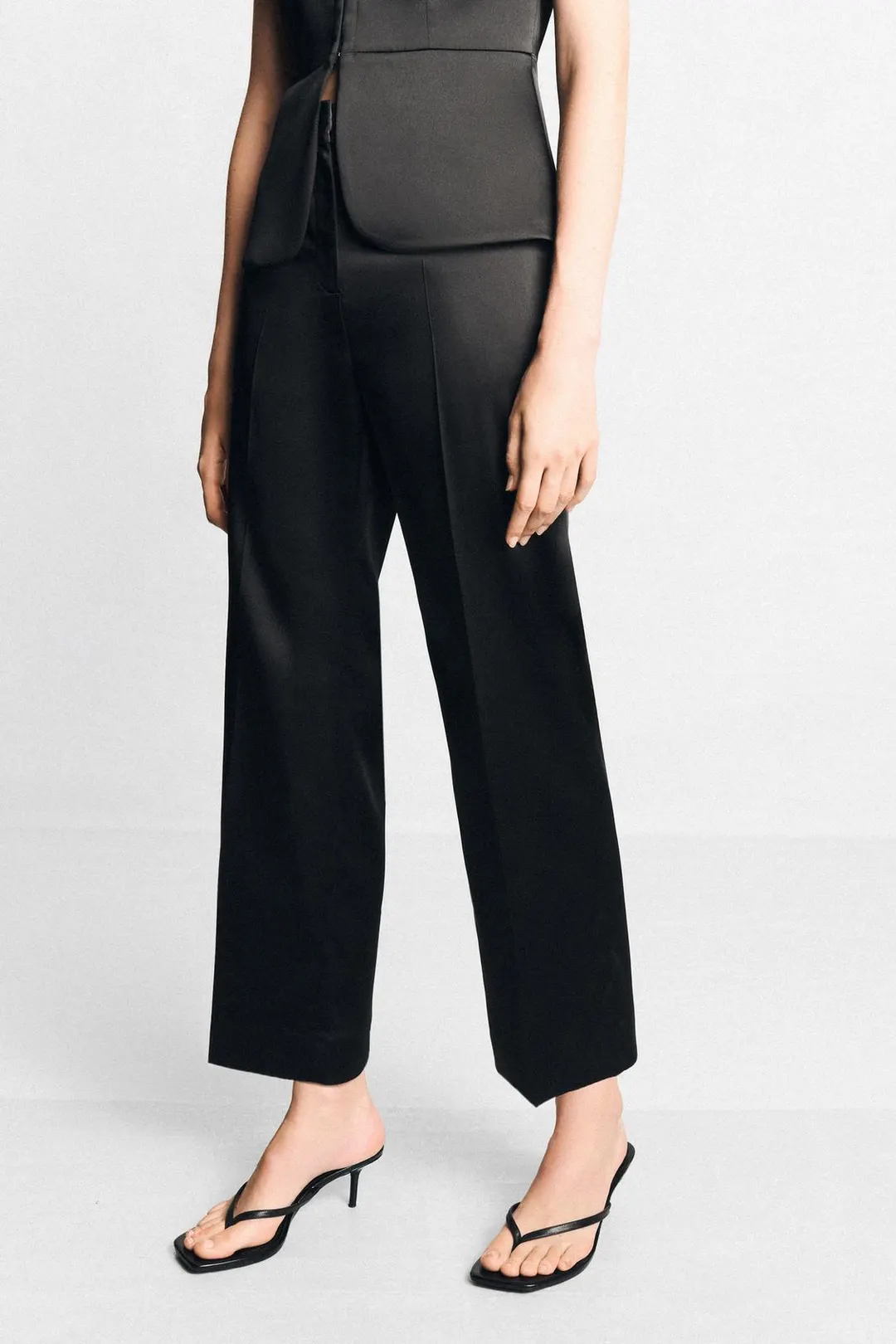 Брюки прямого кроя из сатина, Zara