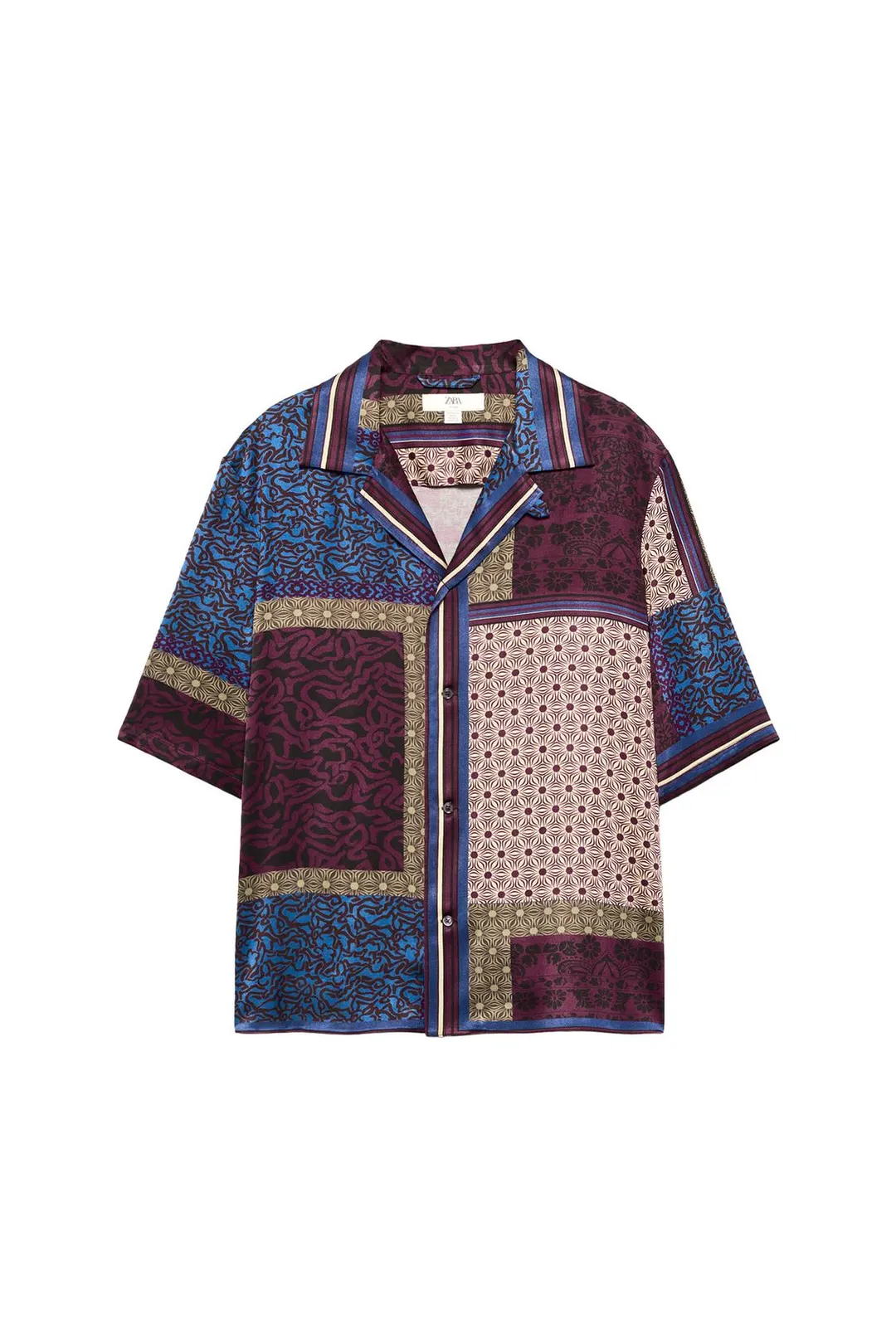Рубашка струящаяся с комбинированным принтом Limited Edition, Zara