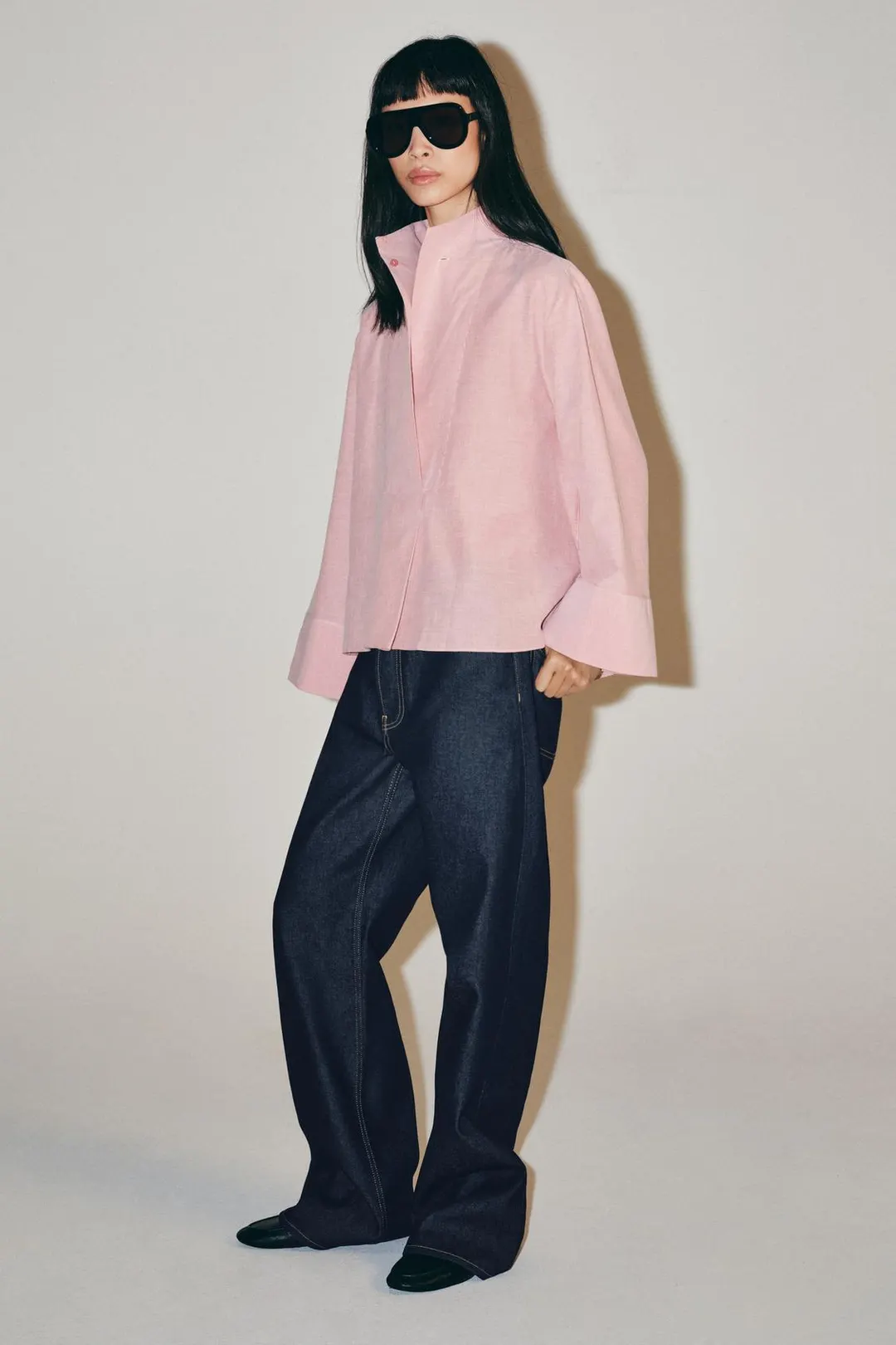 Рубашка в полоску с манишкой ZW Collection, Zara