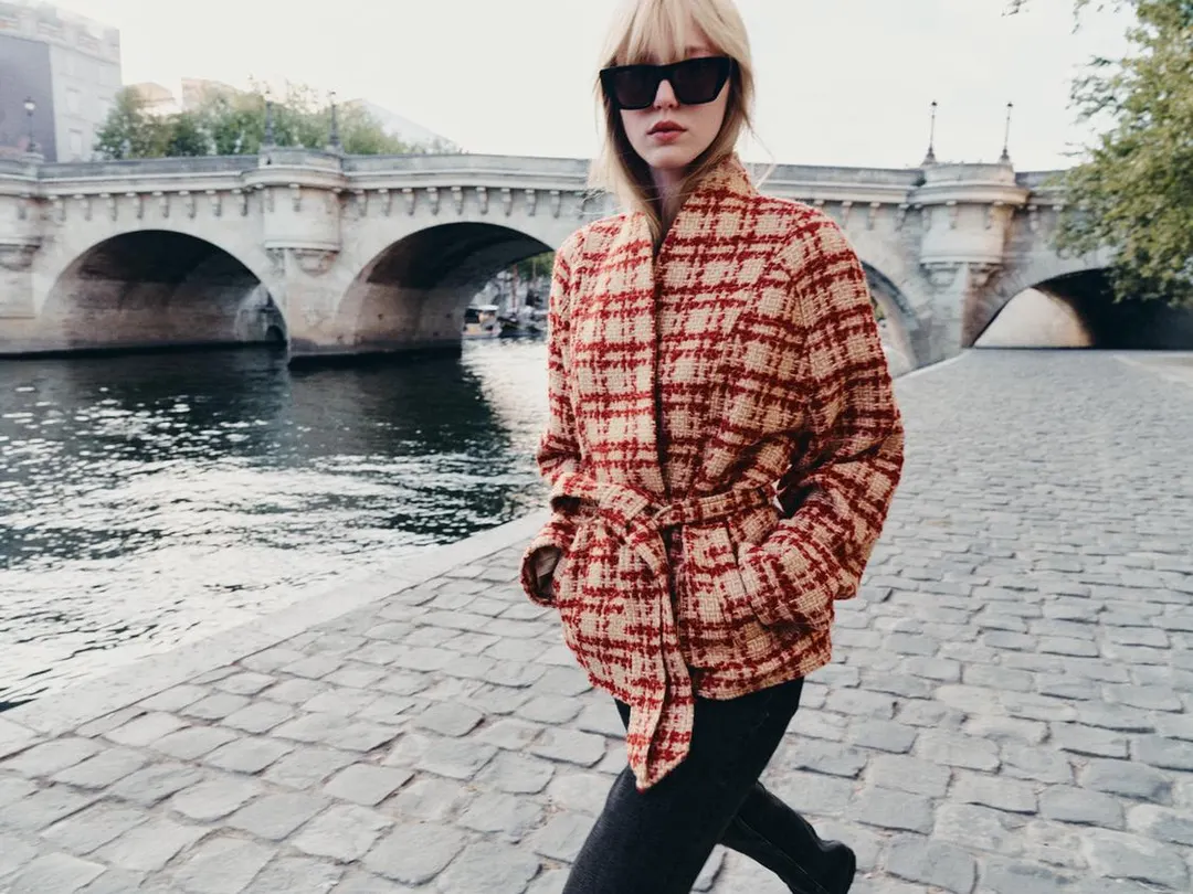 Куртка из смесовой шерсти с поясом ZW Collection, Zara