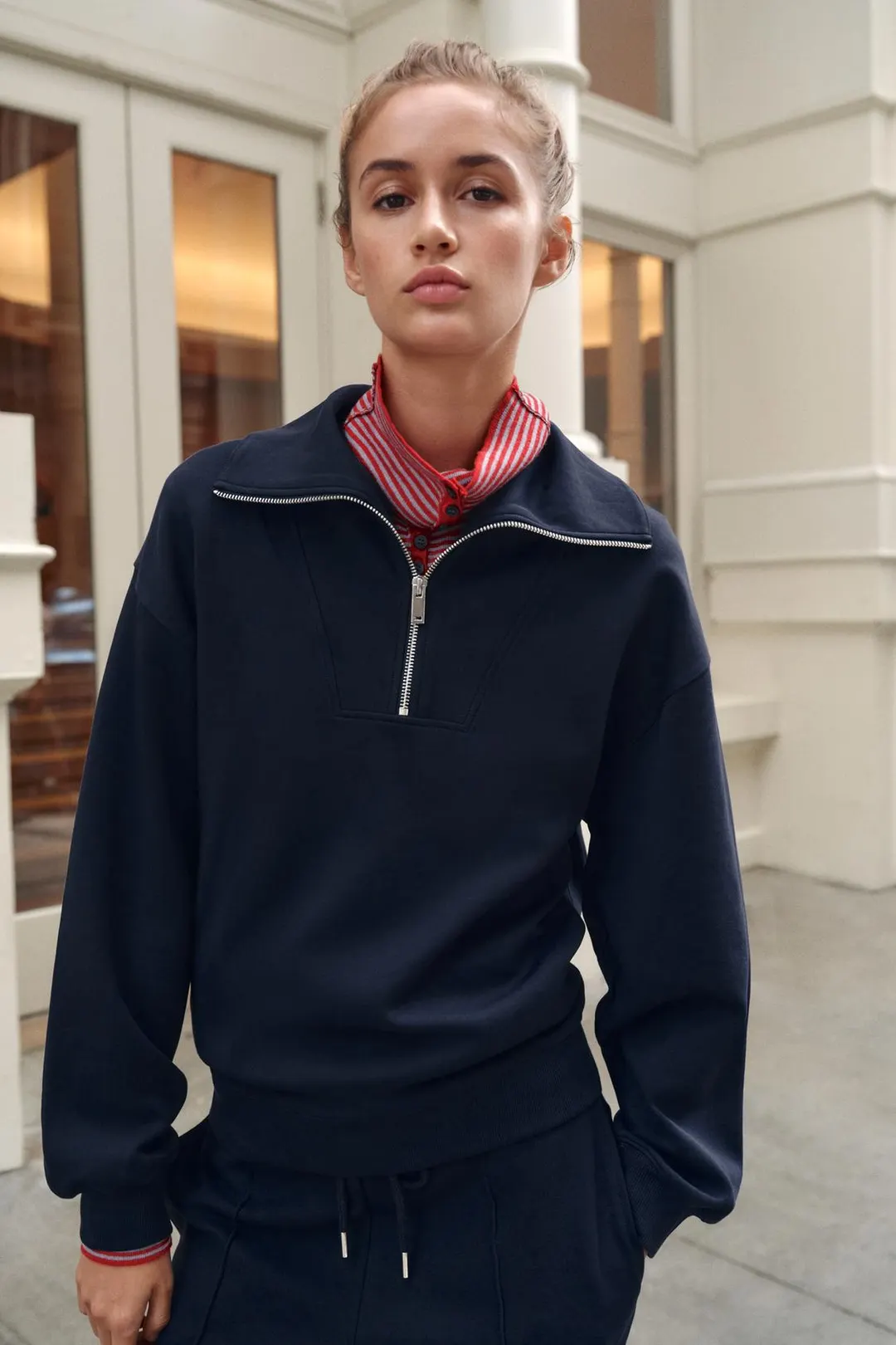 Толстовка из интерлока на молнии, Zara