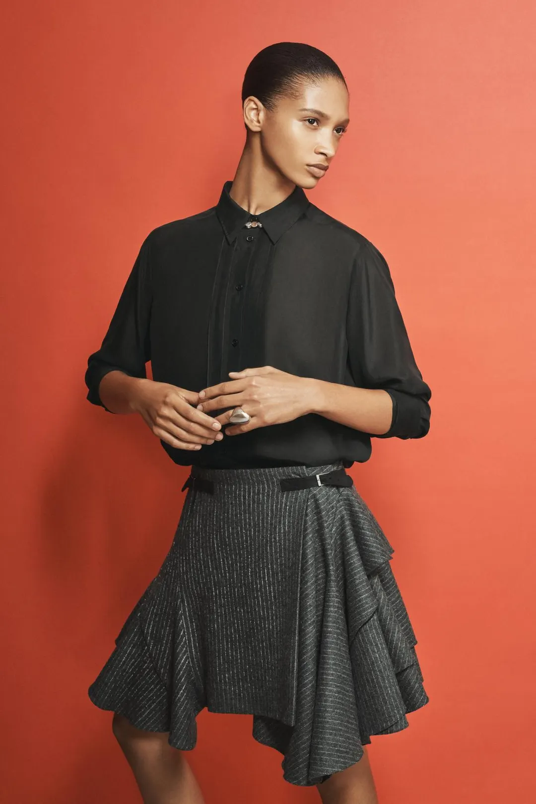 Юбка The Item из смесовой шерсти в полоску, Zara