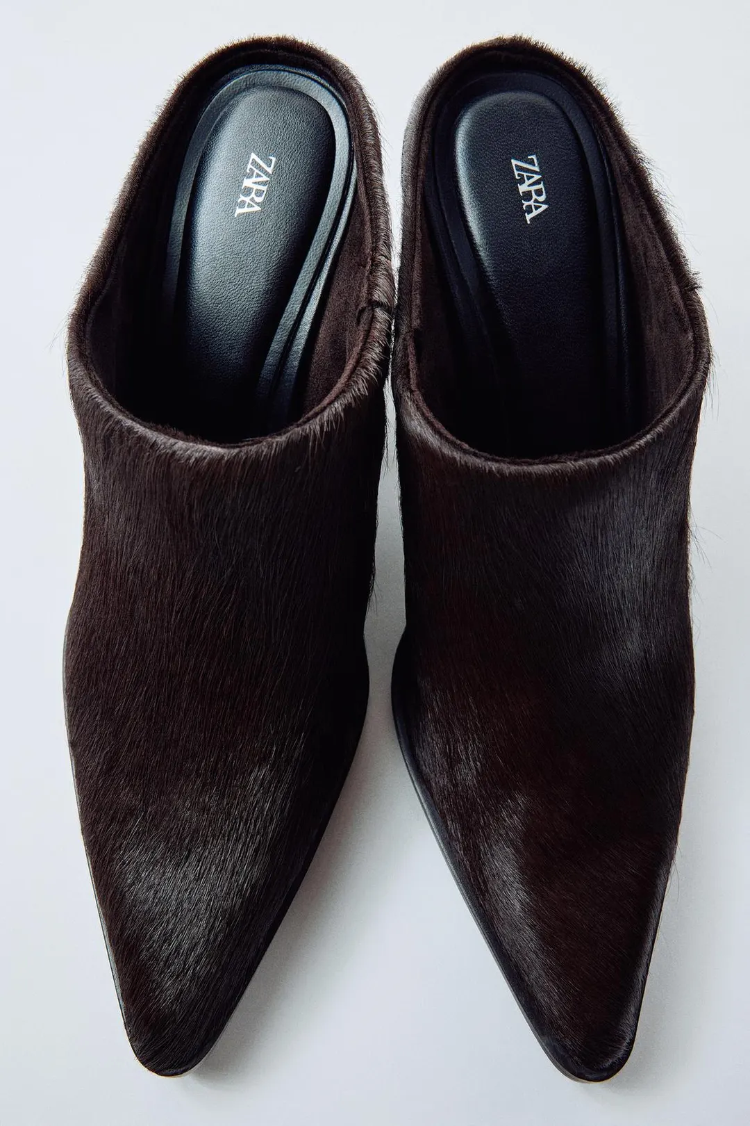 Мюли из кожи с ворсом, Zara