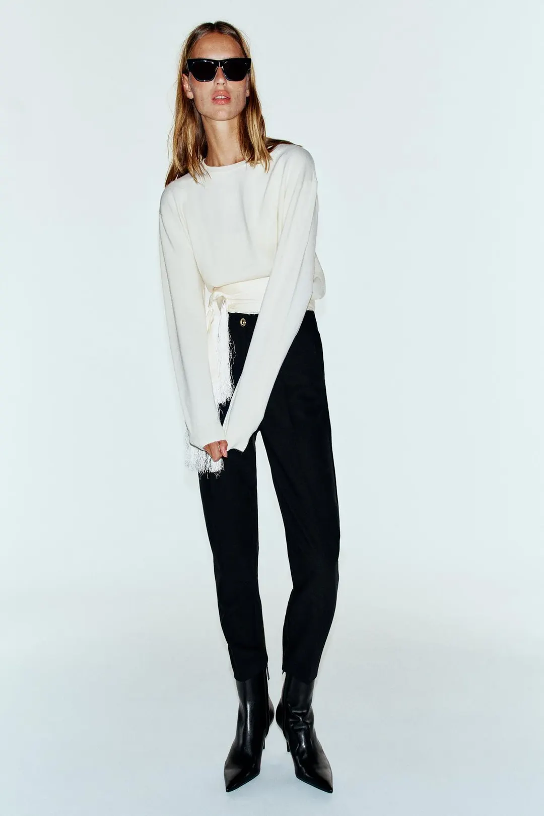 Укороченные брюки с высокой посадкой, Zara