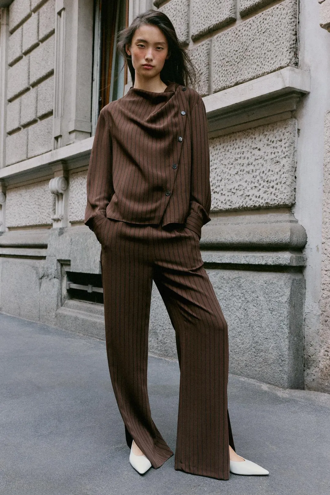 Блузка на запах в полоску, Zara